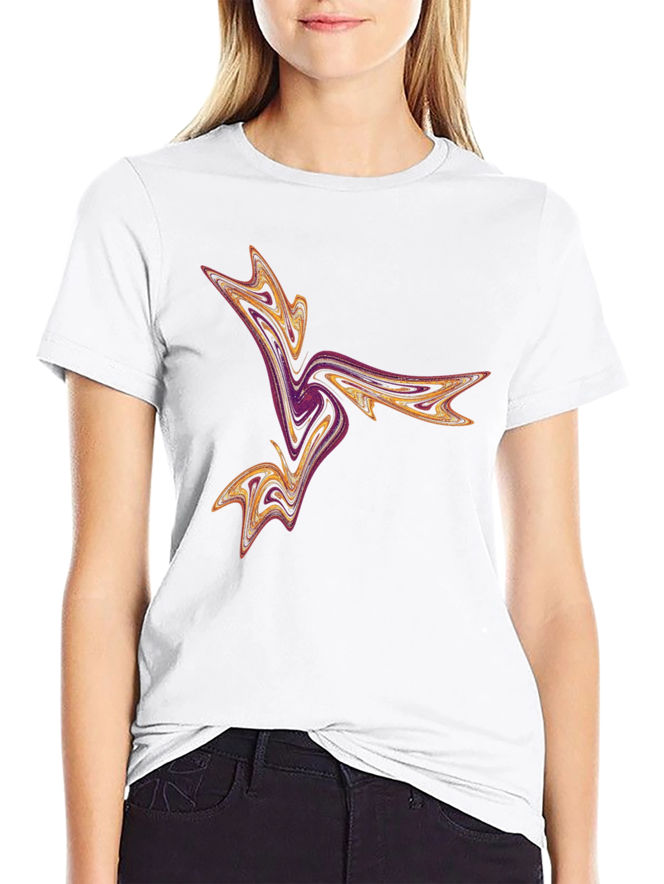Abstract Swirl Graphic Tee - Black Casual T-Shirt