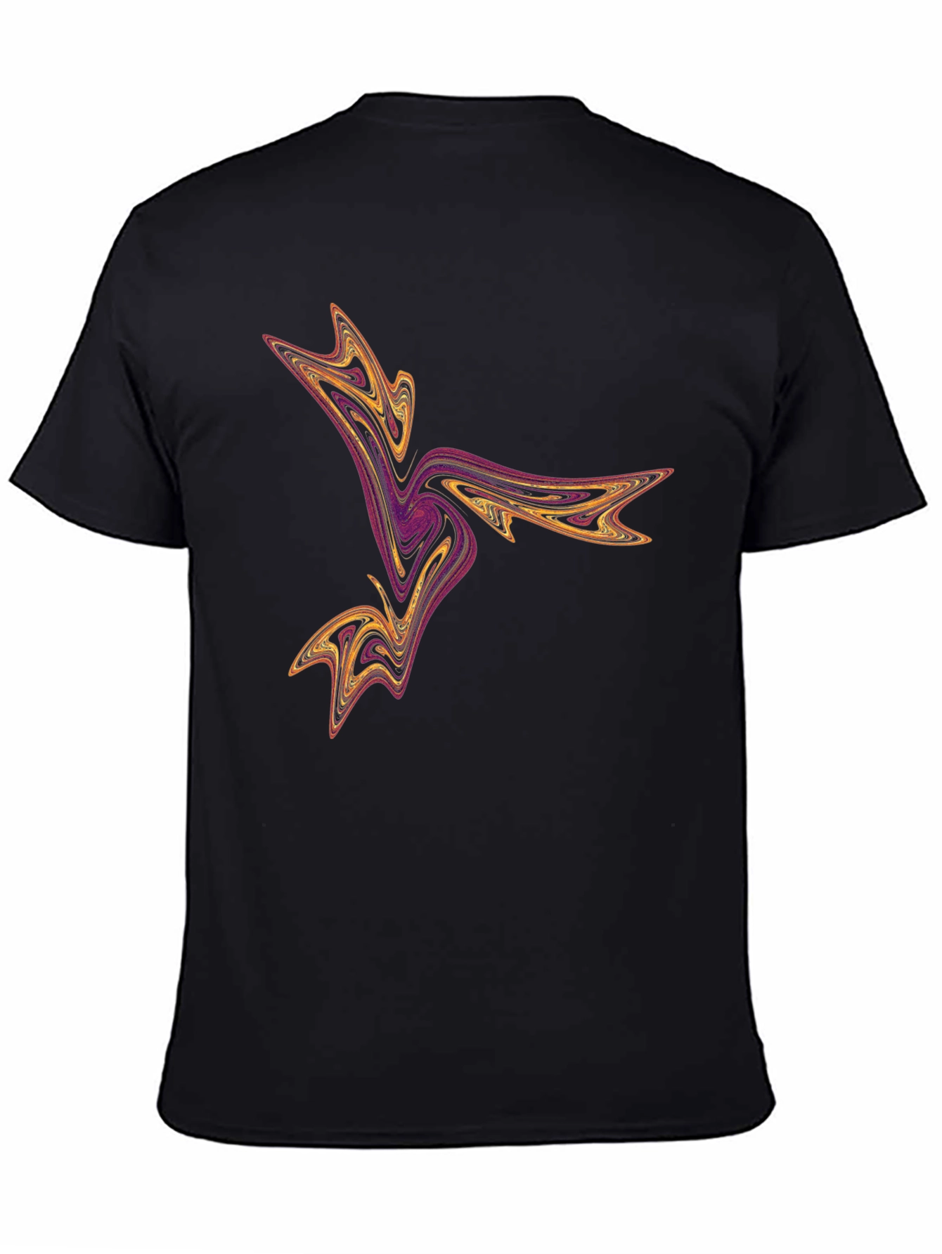 Abstract Swirl Graphic Tee - Black Casual T-Shirt