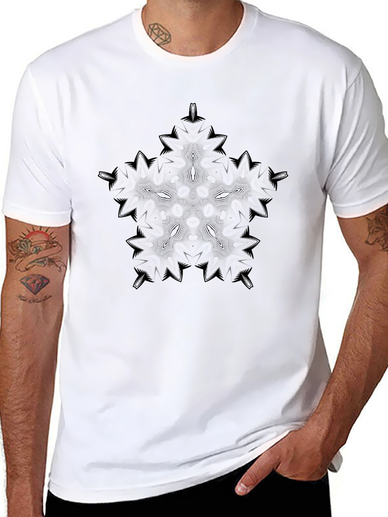 Black Star Design Tee - Modern Graphic Print
