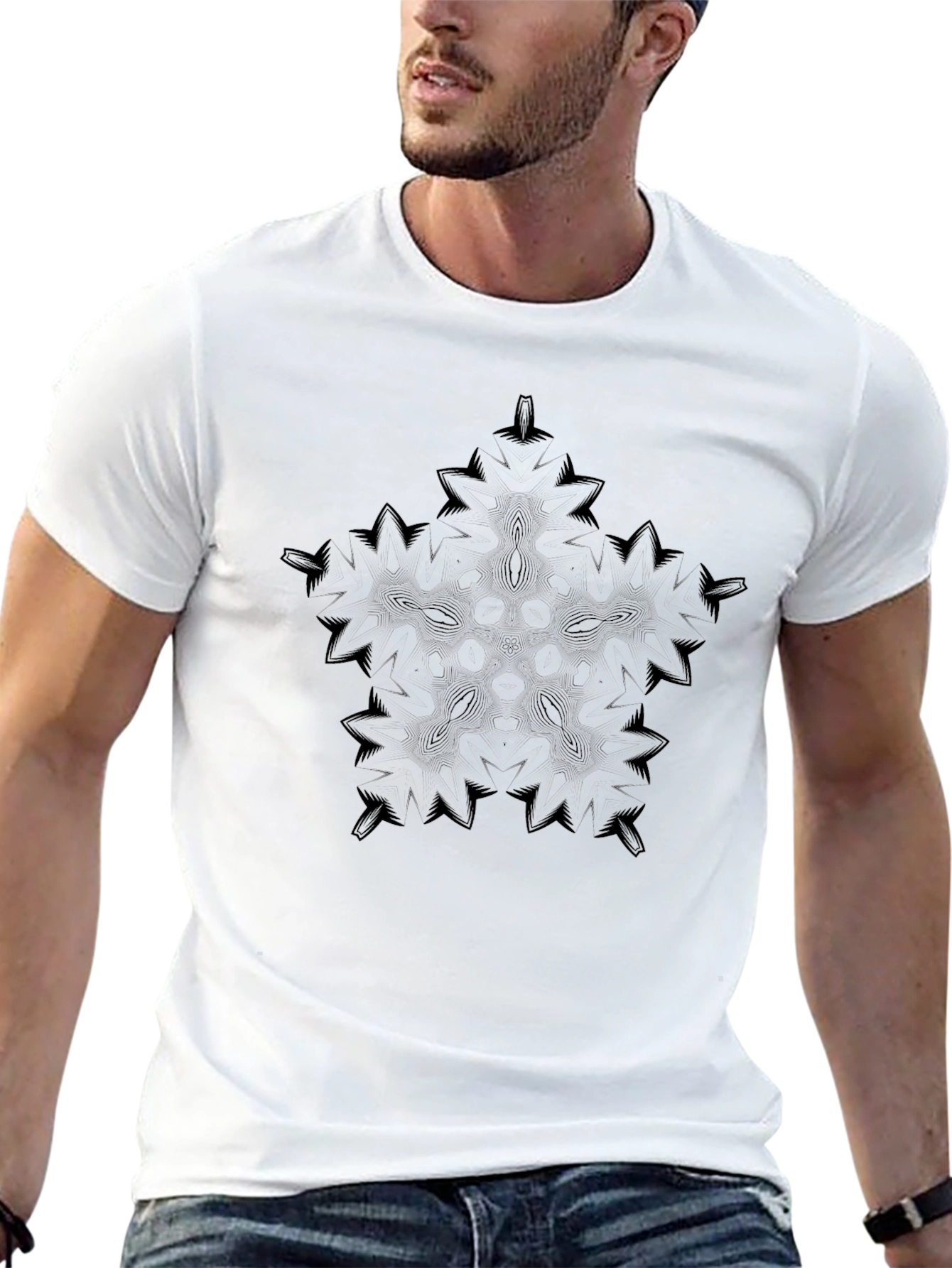 Black Star Design Tee - Modern Graphic Print
