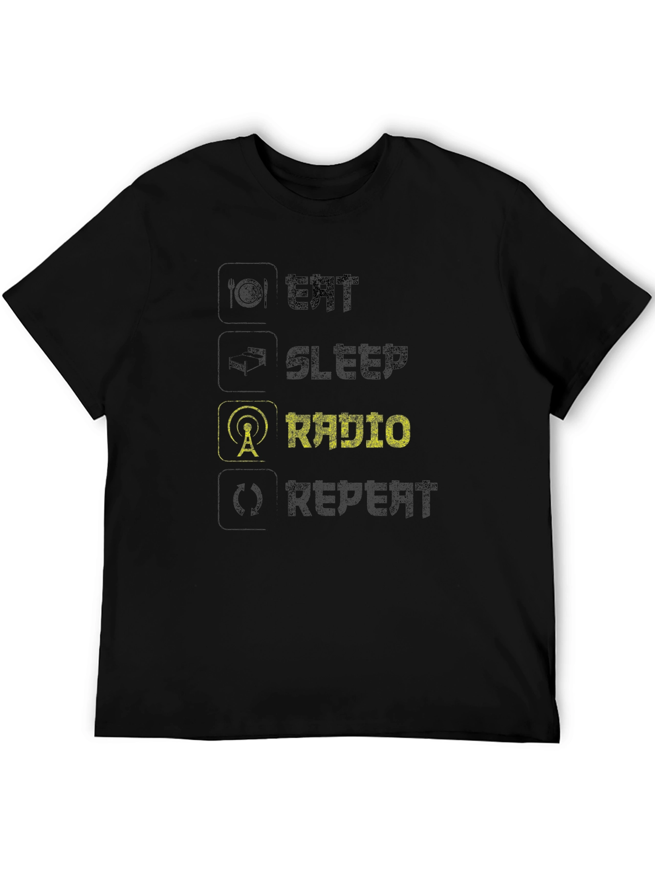 Eat Sleep Radio Repeat Black T-Shirt