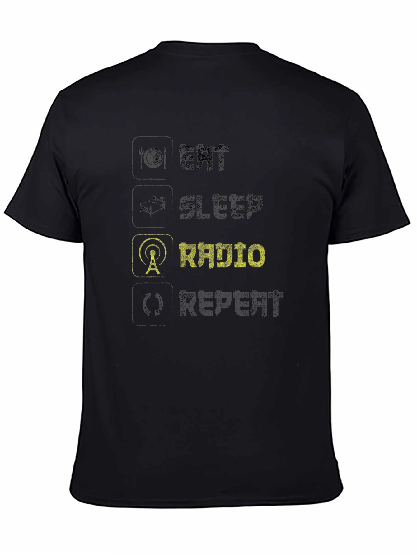 Eat Sleep Radio Repeat Black T-Shirt