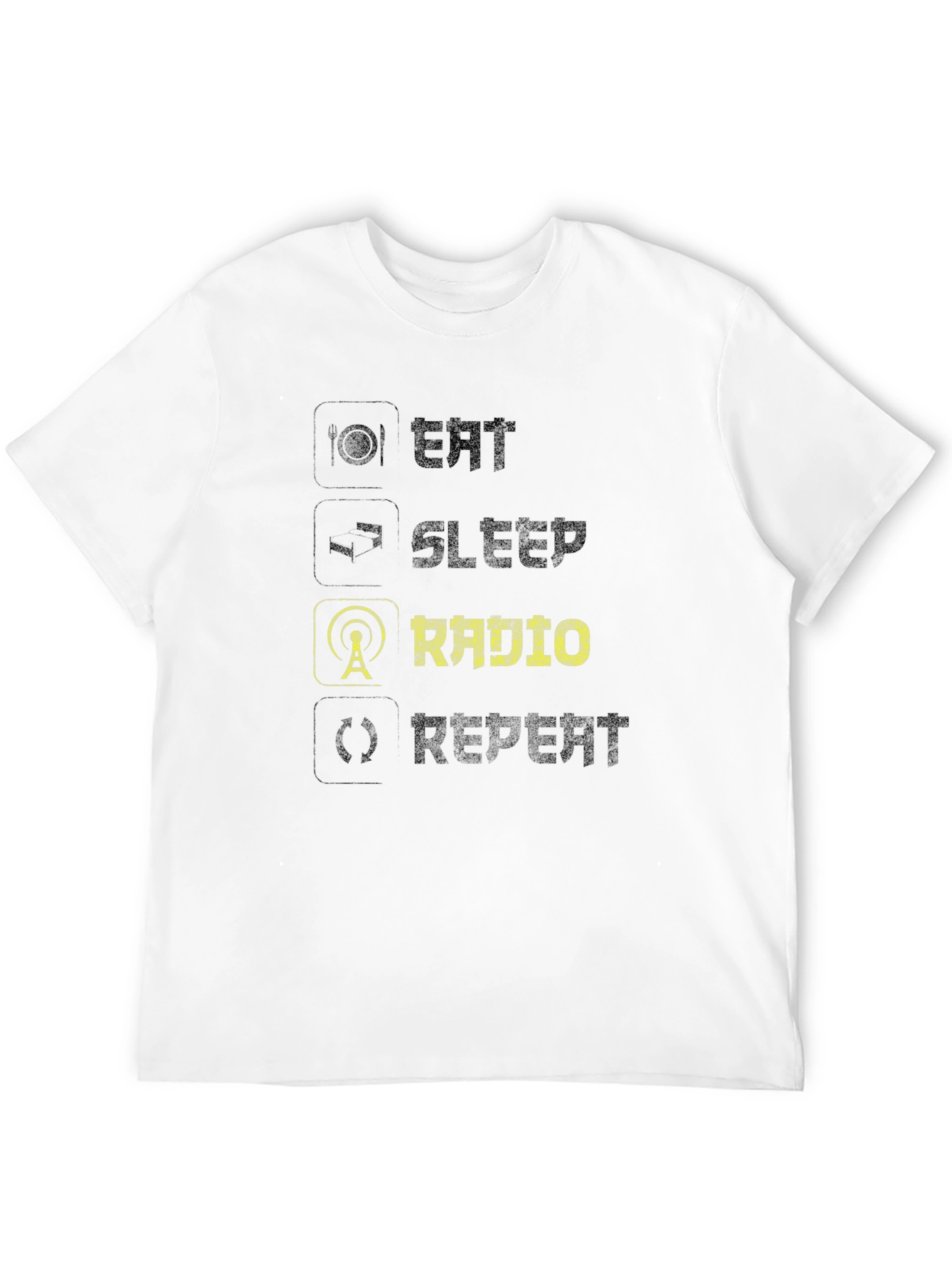 Eat Sleep Radio Repeat Black T-Shirt