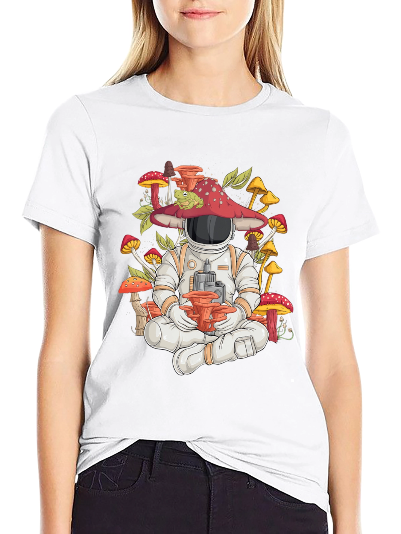 Astronaut Mushroom Meditating Graphic Tee