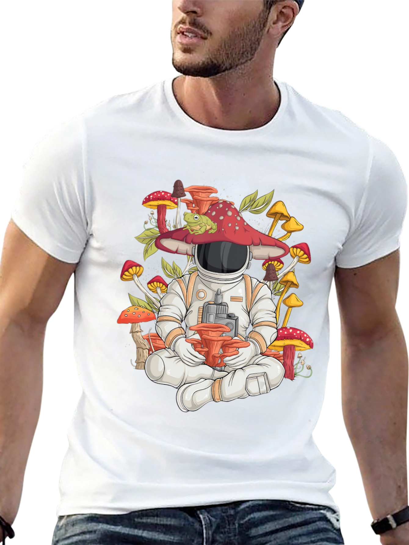 Astronaut Mushroom Meditating Graphic Tee