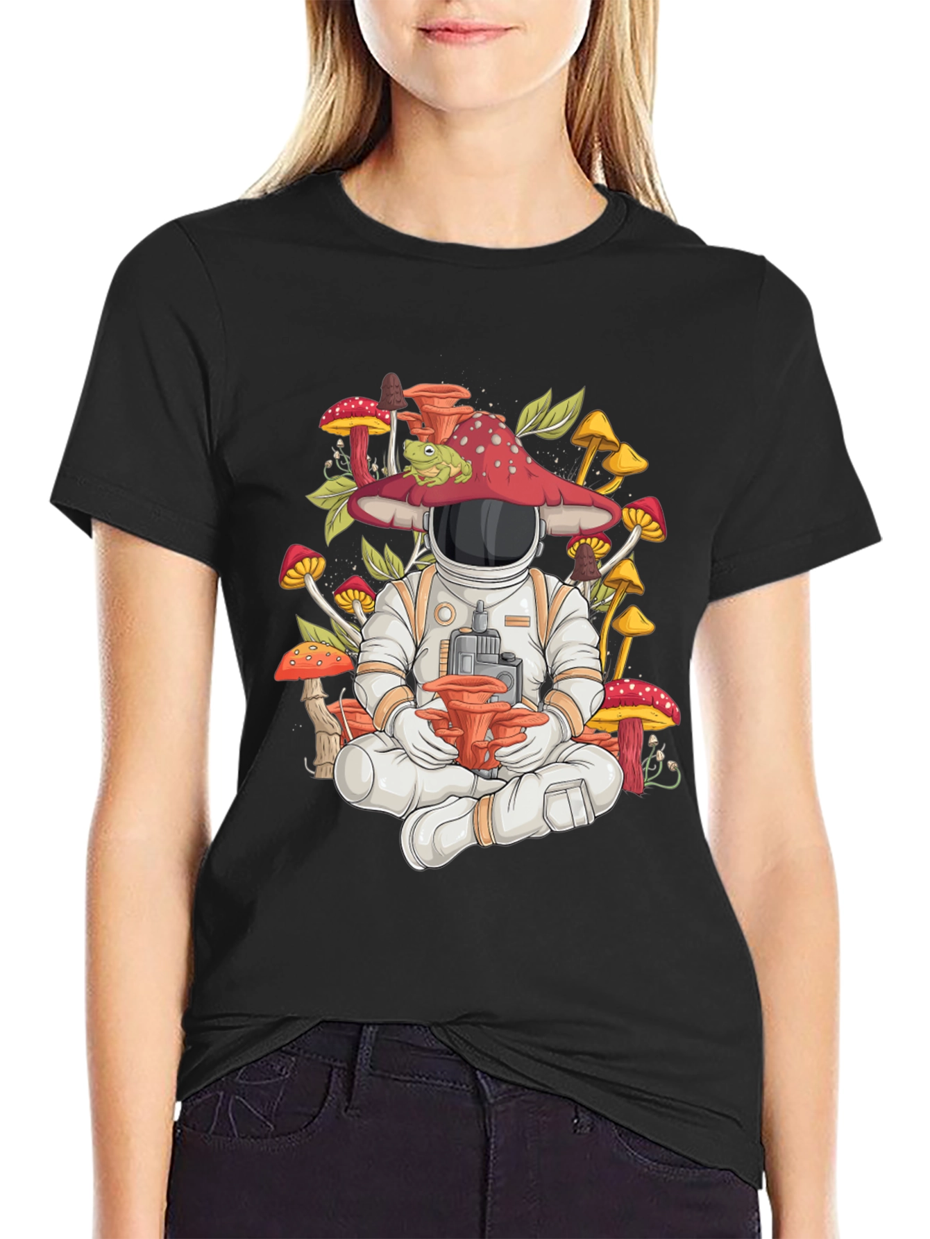 Astronaut Mushroom Meditating Graphic Tee
