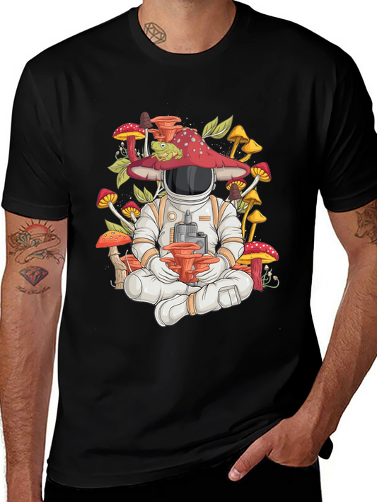 Astronaut Mushroom Meditating Graphic Tee