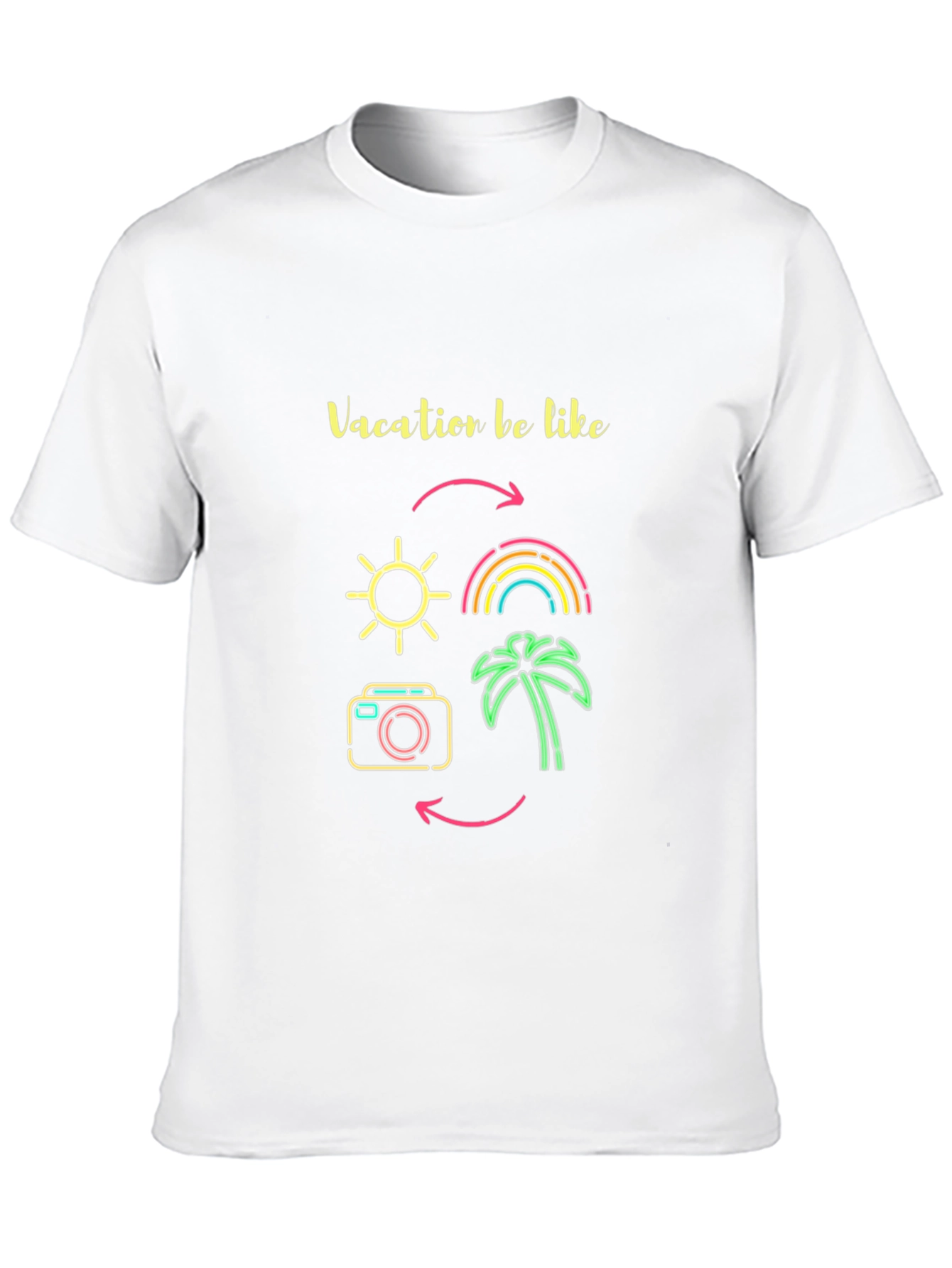 Vacation Mode Graphic Tee - Sun Rainbow Palm Tree