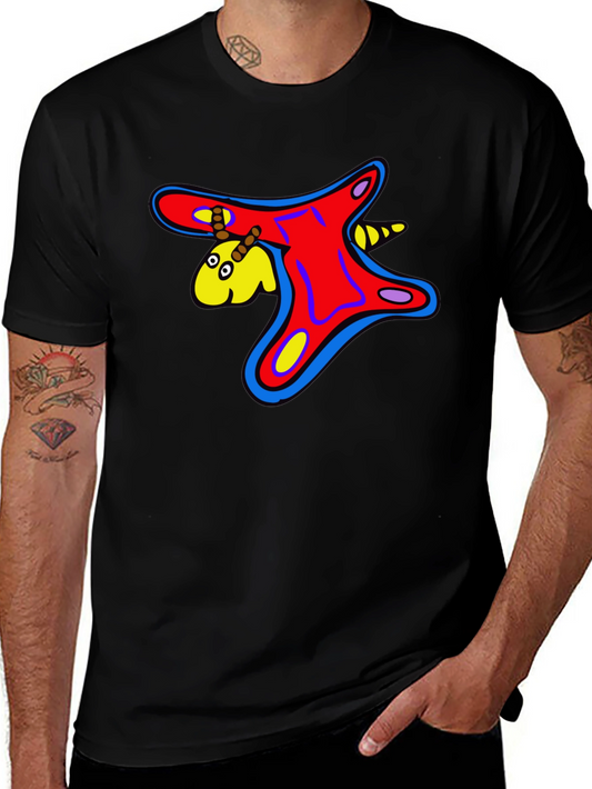 Funky Cartoon Creature Graphic Black T-Shirt
