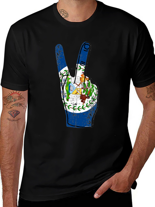 Belize Flag Peace Sign T-Shirt