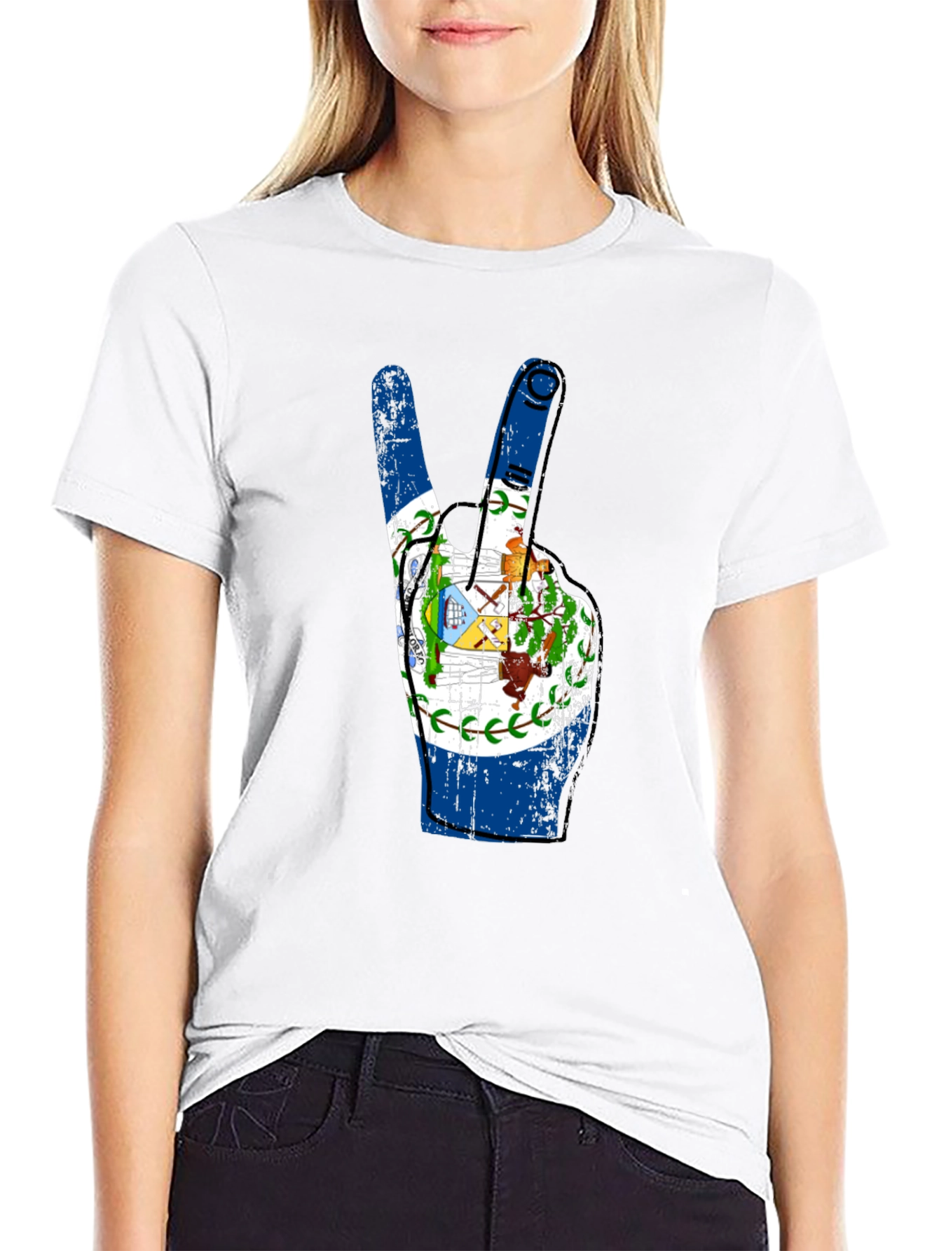 Belize Flag Peace Sign T-Shirt