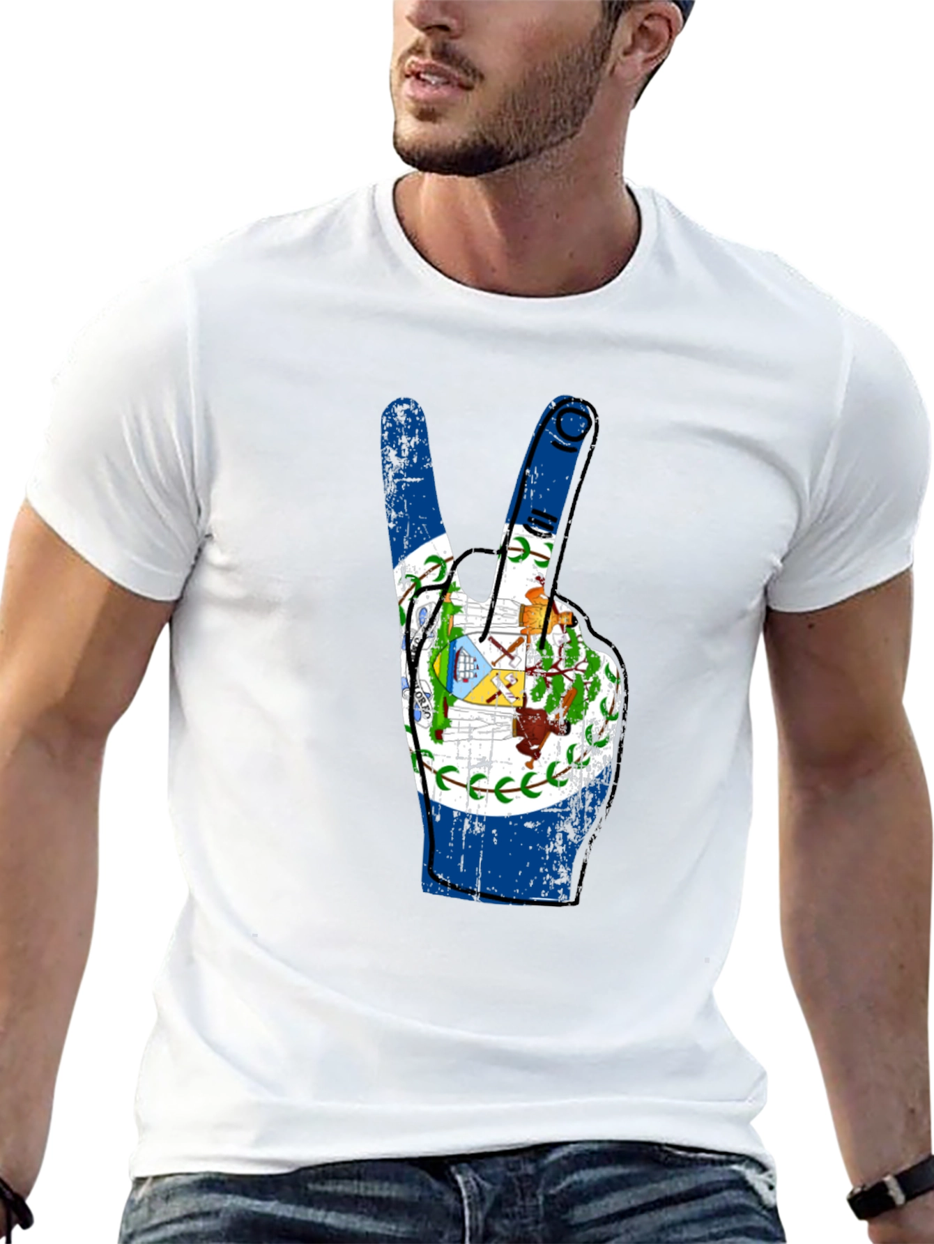 Belize Flag Peace Sign T-Shirt
