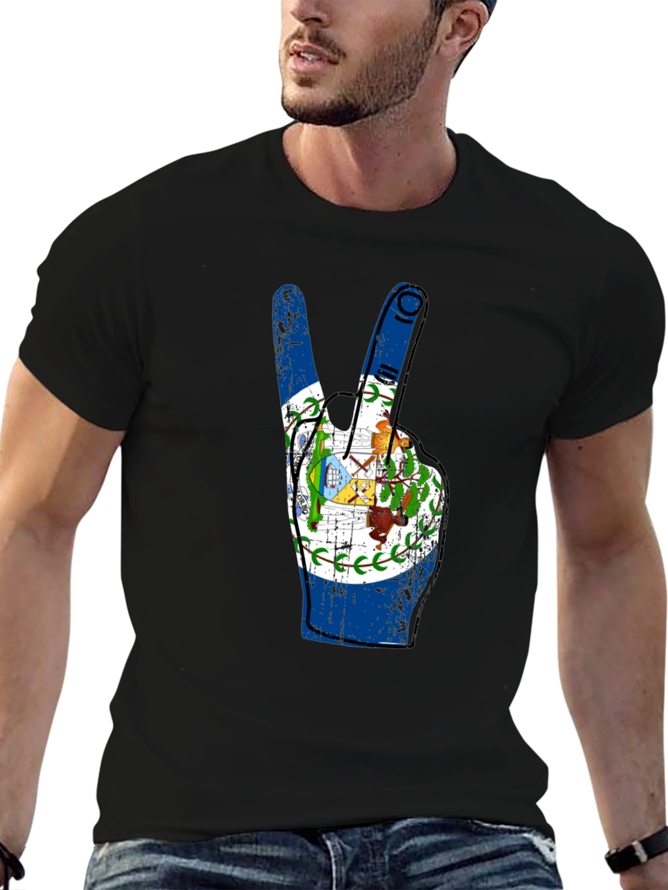 Belize Flag Peace Sign T-Shirt