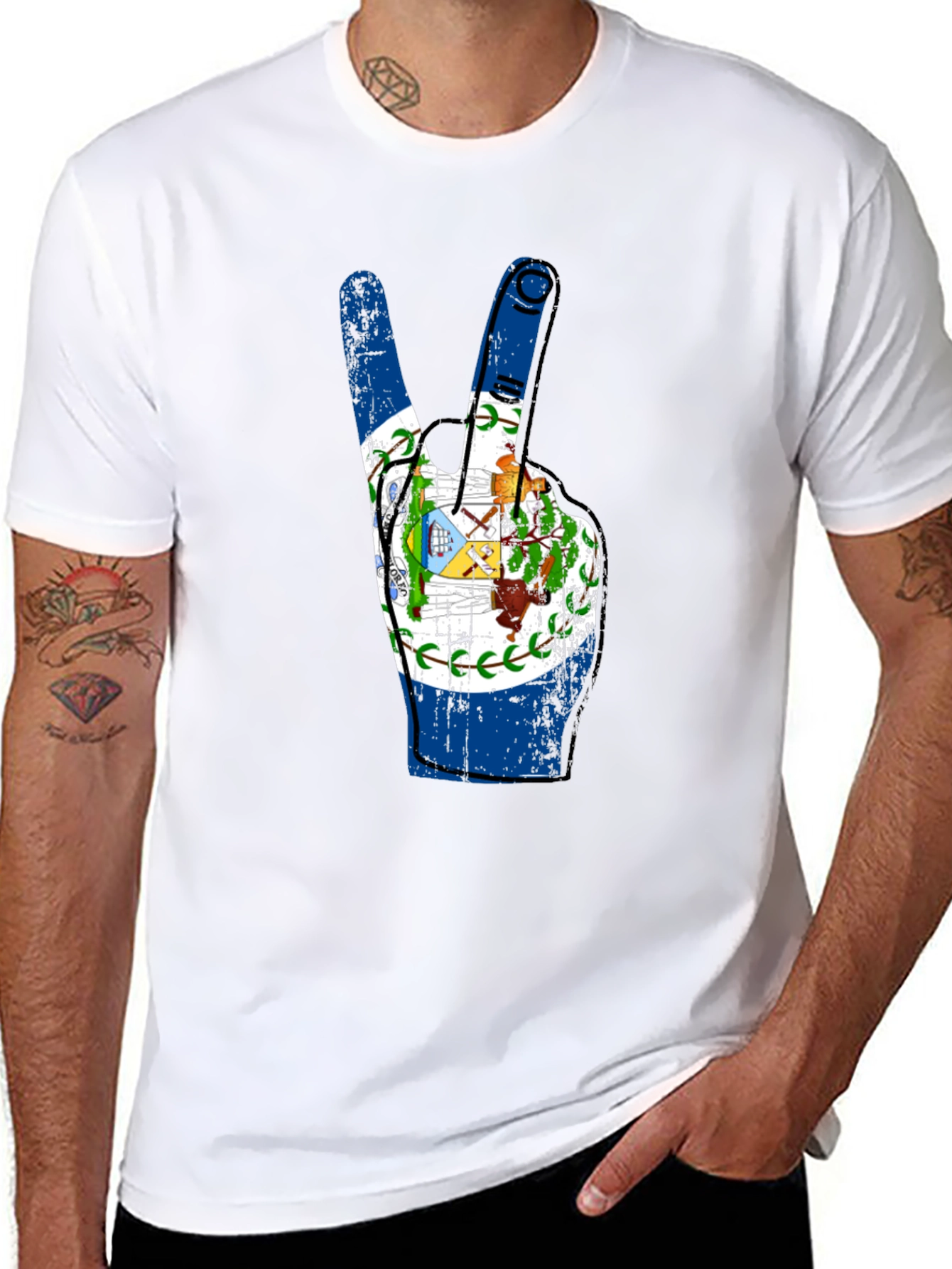 Belize Flag Peace Sign T-Shirt
