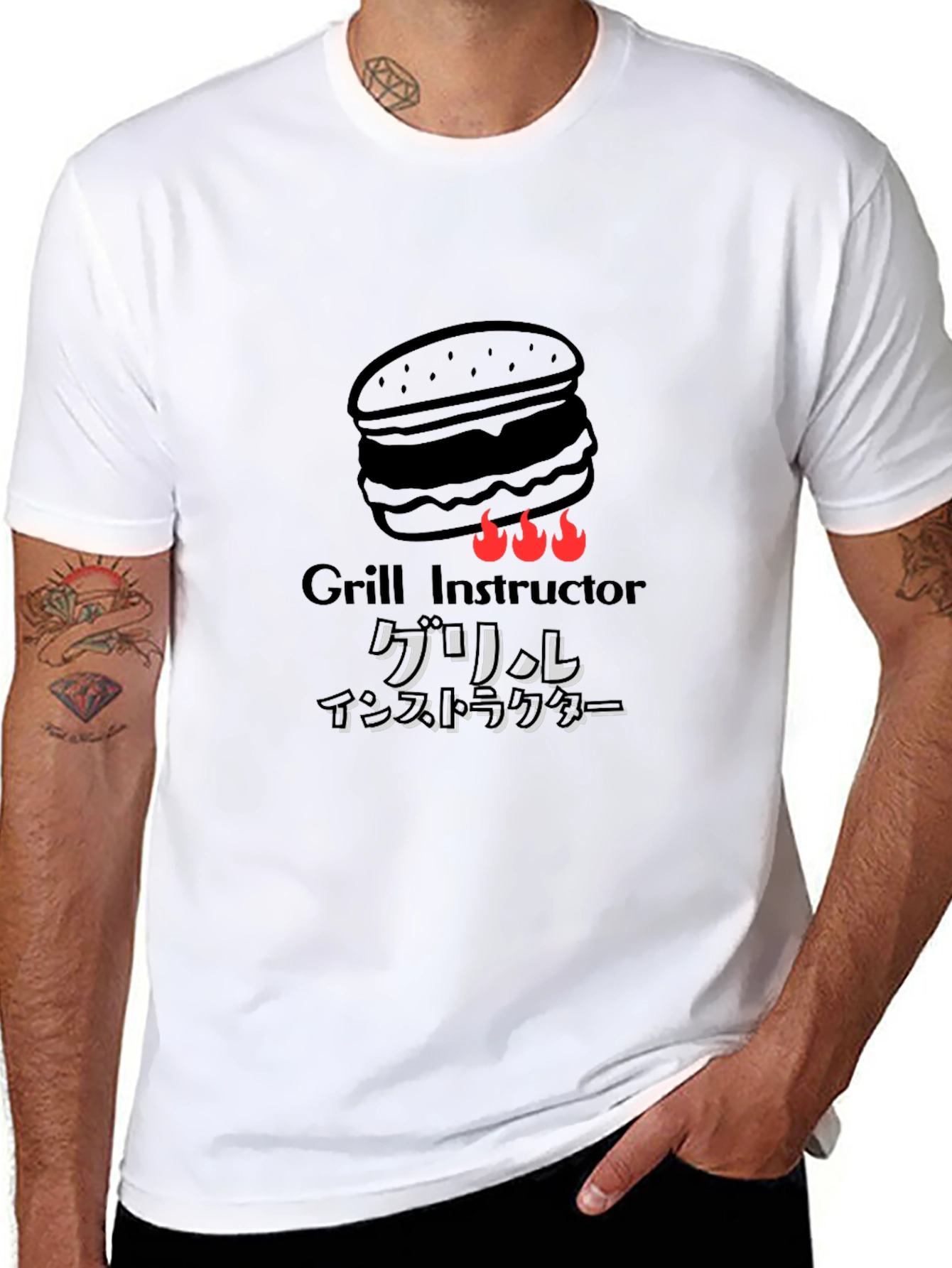 Grill Instructor T-Shirt Funny BBQ Burger Graphic Tee