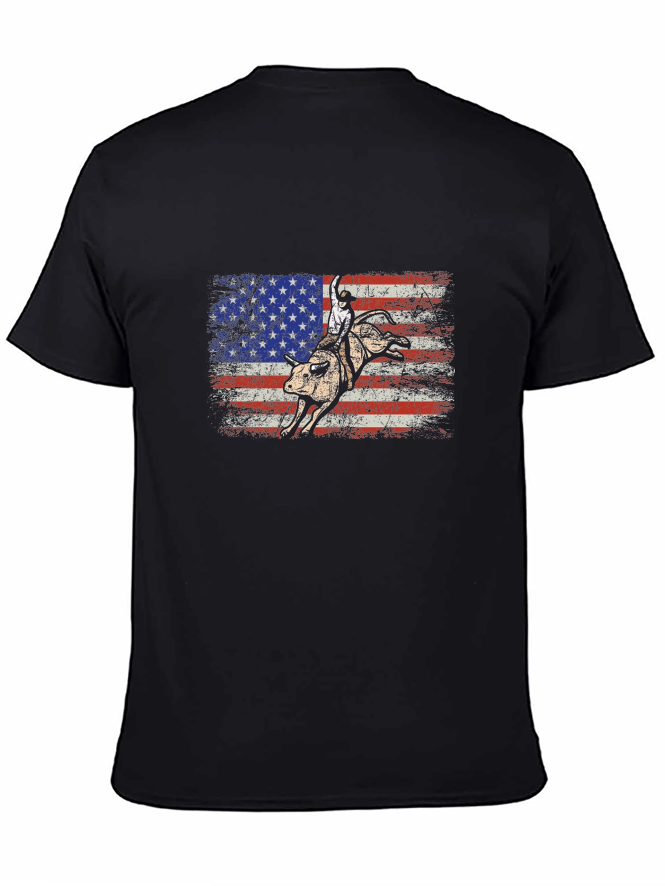 American Flag Bull Rider Graphic T-Shirt