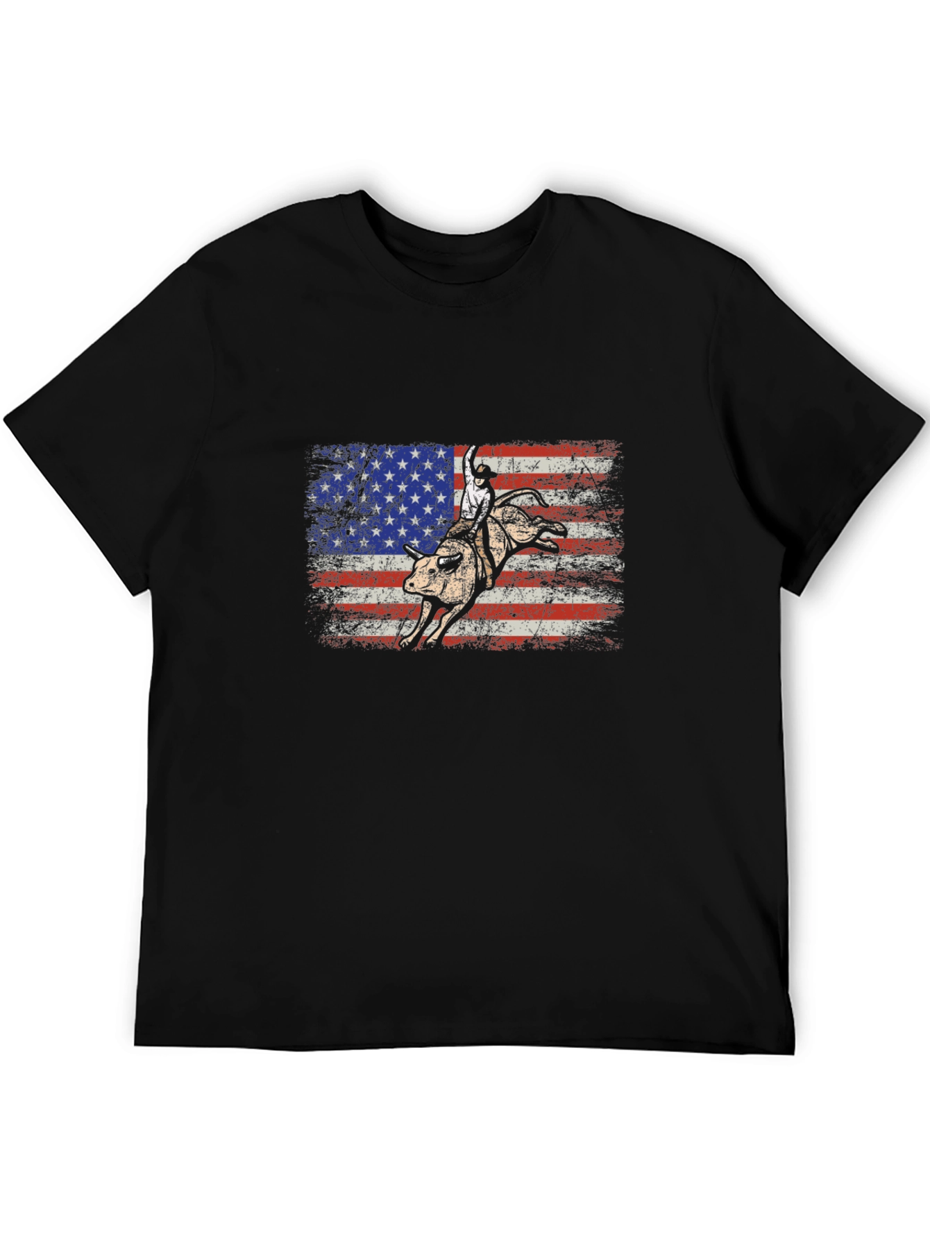 American Flag Bull Rider Graphic T-Shirt