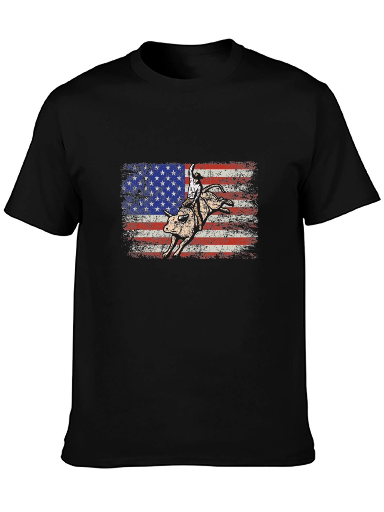 American Flag Bull Rider Graphic T-Shirt