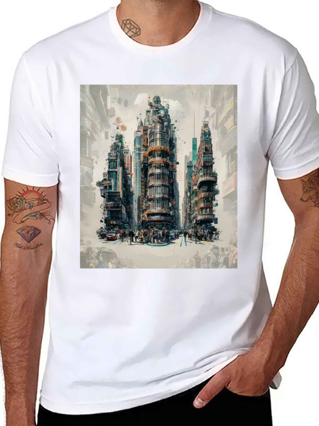 Urban Print Graphic Tee - Cityscape Design