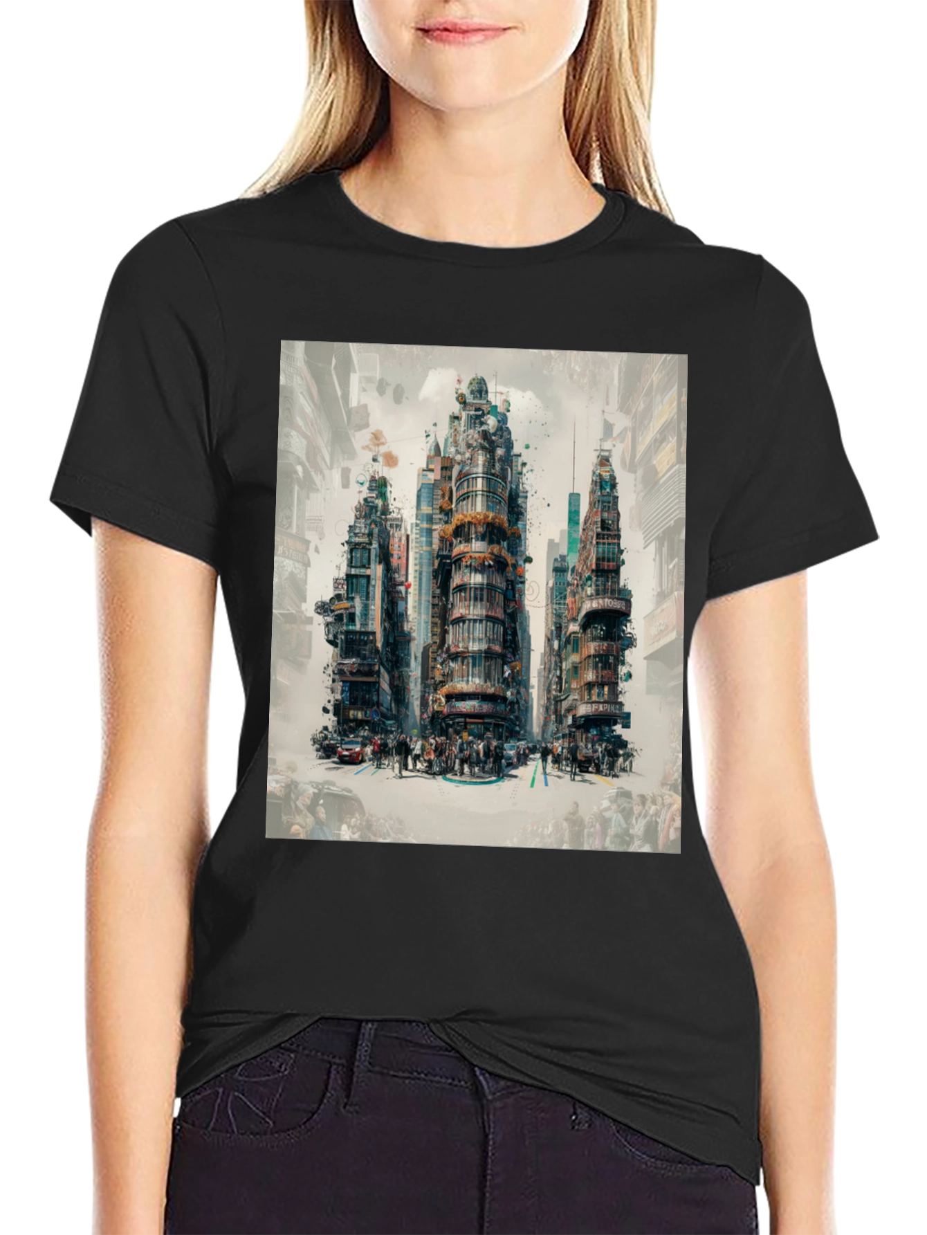 Urban Print Graphic Tee - Cityscape Design
