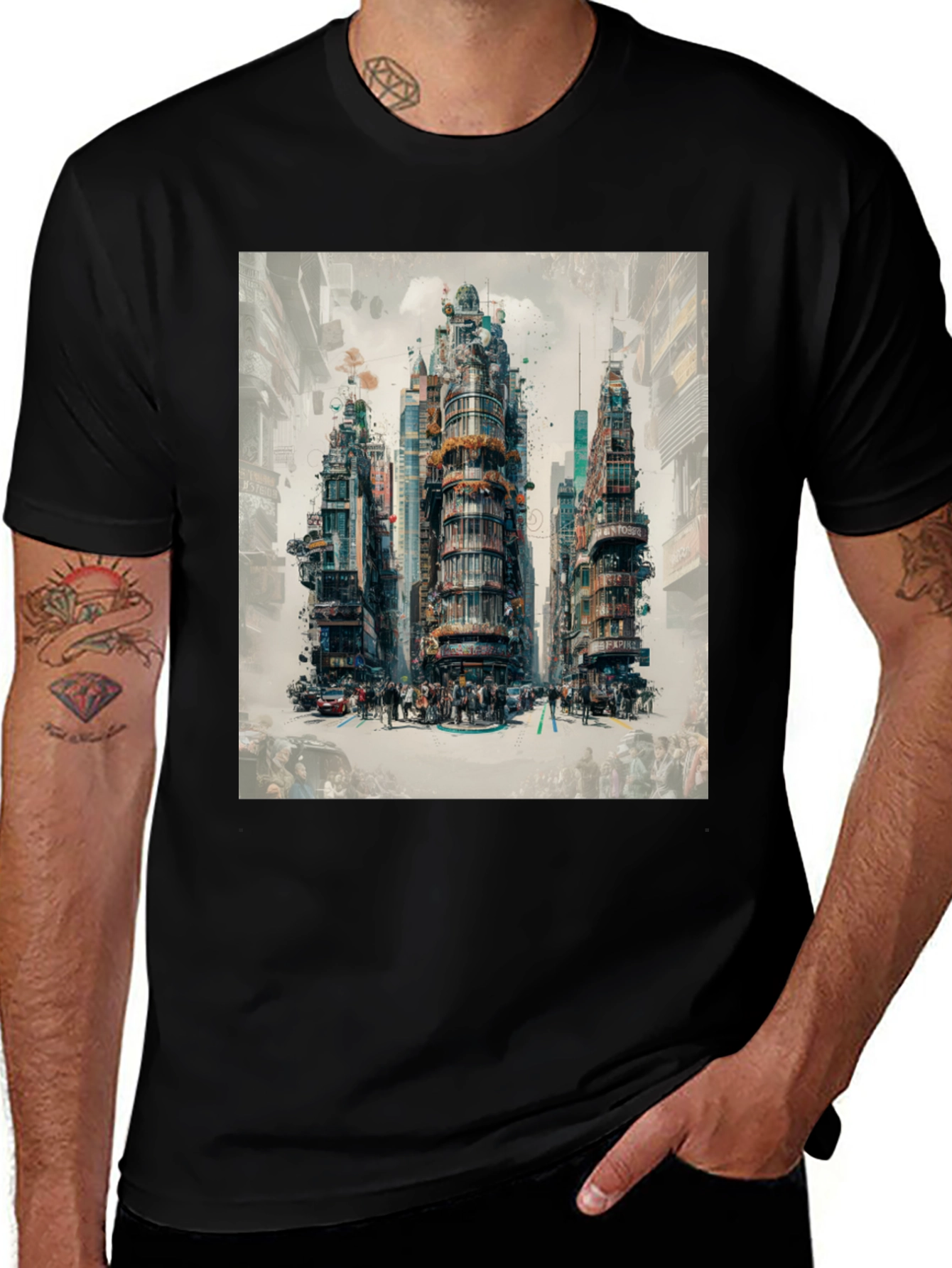 Urban Print Graphic Tee - Cityscape Design