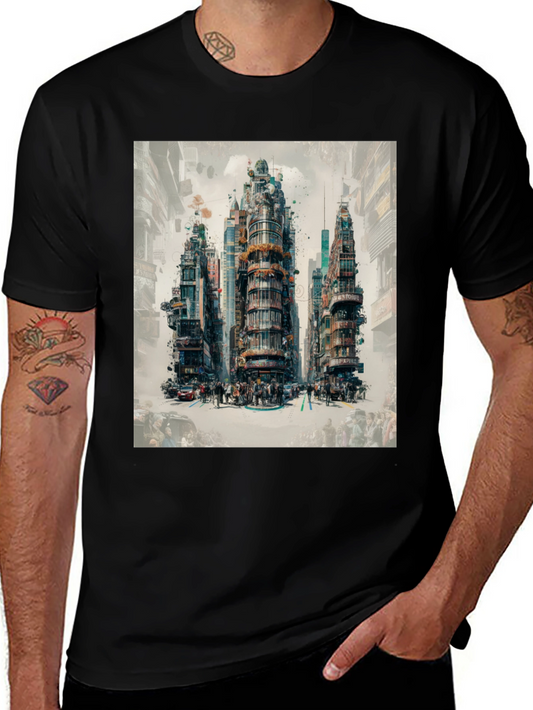 Urban Print Graphic Tee - Cityscape Design