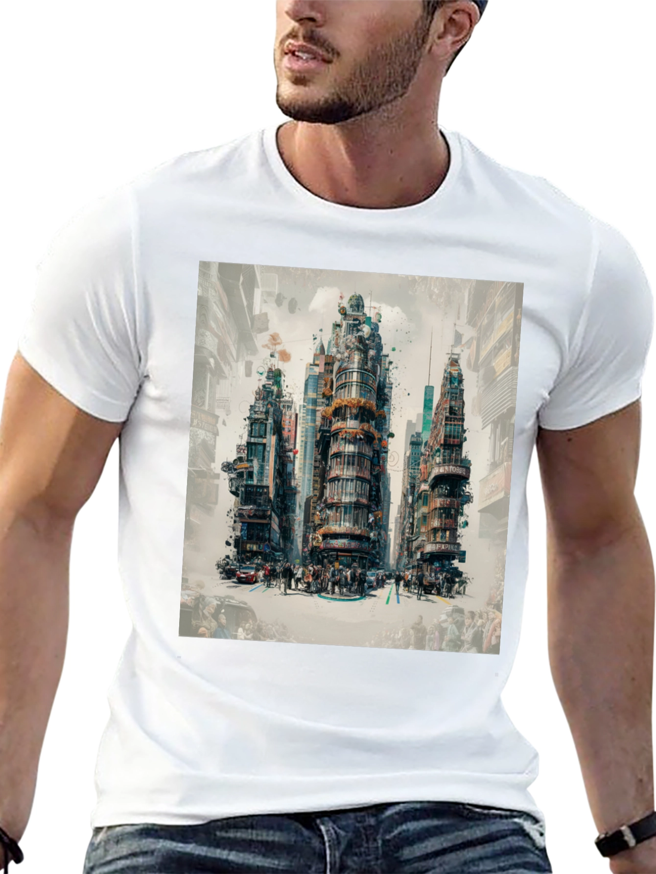 Urban Print Graphic Tee - Cityscape Design