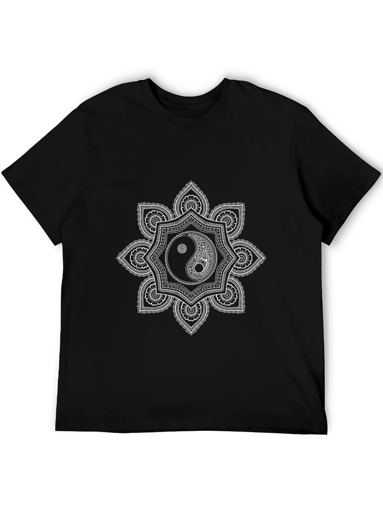 Yin Yang Mandala Graphic T-Shirt - Black Cotton Tee