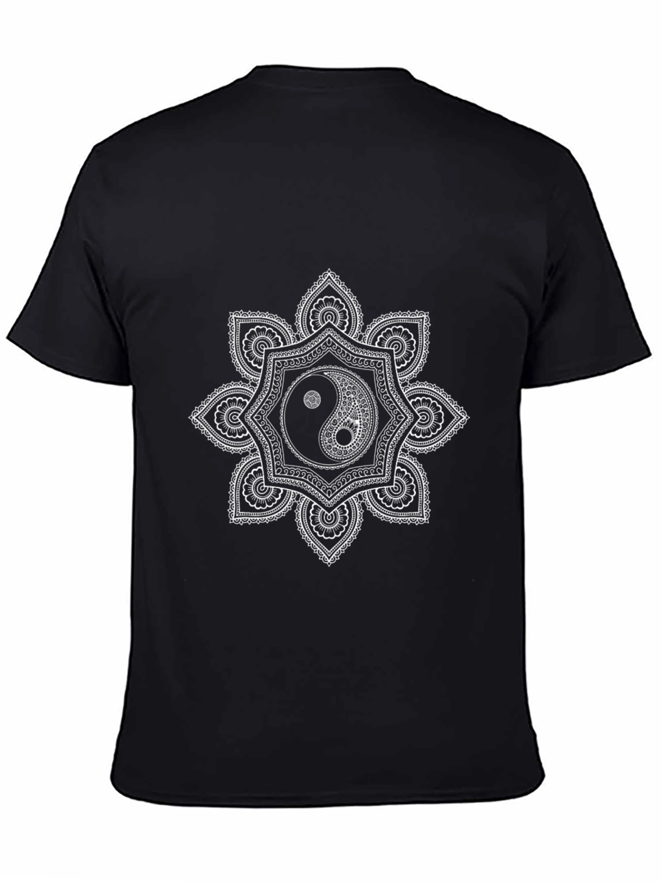 Yin Yang Mandala Graphic T-Shirt - Black Cotton Tee
