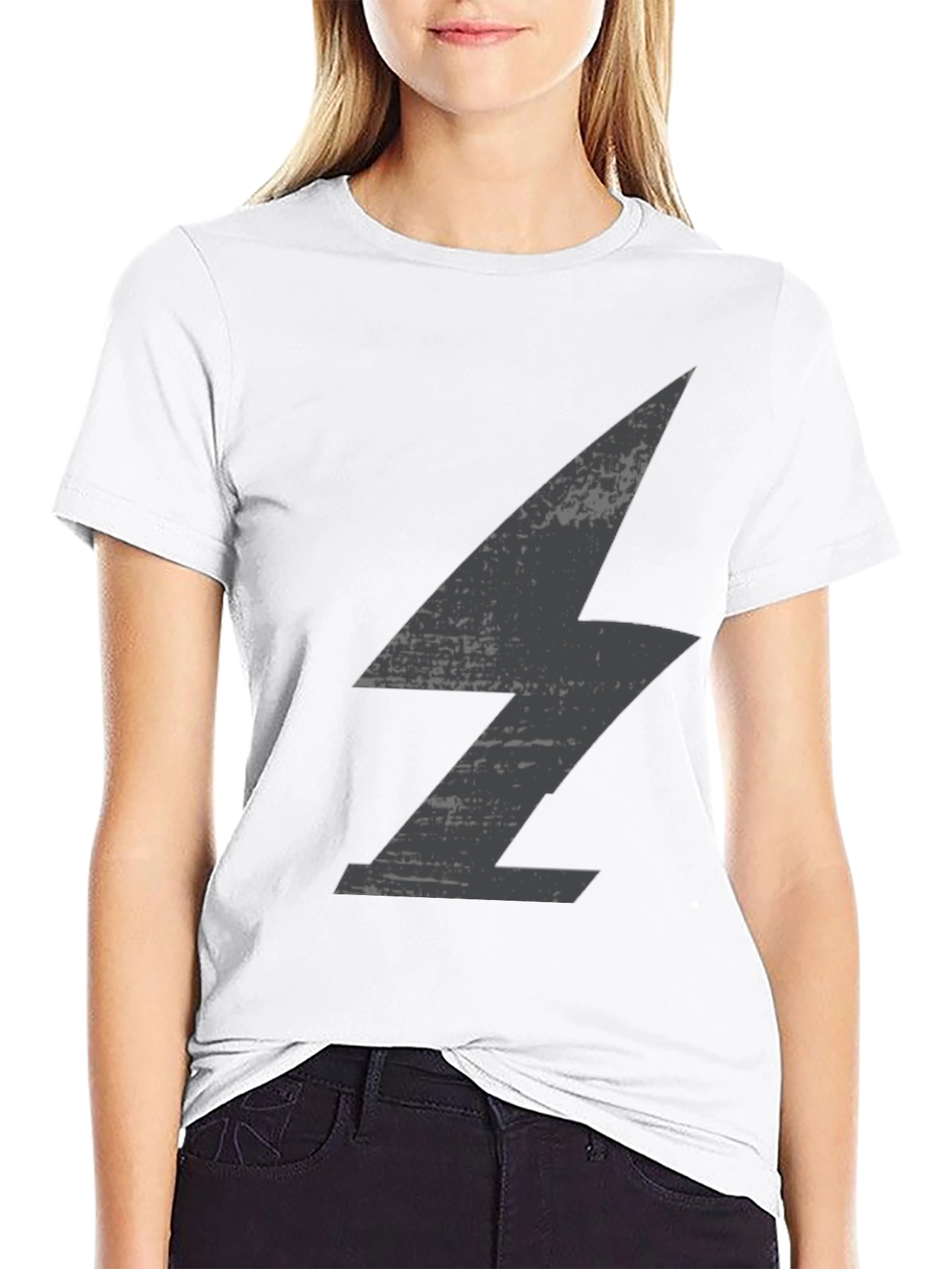 Mens Black T-Shirt with Lightning Bolt Graphic