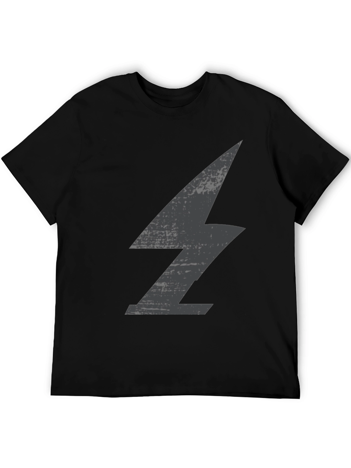 Mens Black T-Shirt with Lightning Bolt Graphic