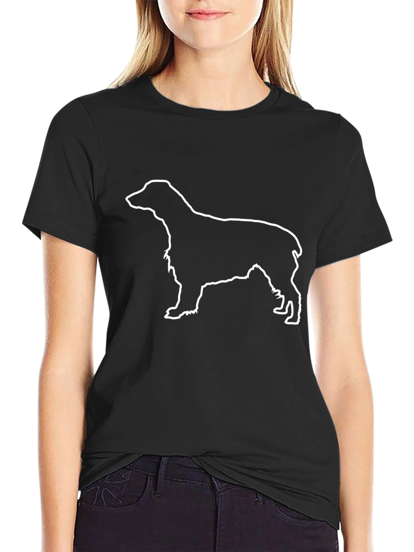 Dog Outline T-Shirt - Black Cotton Tee