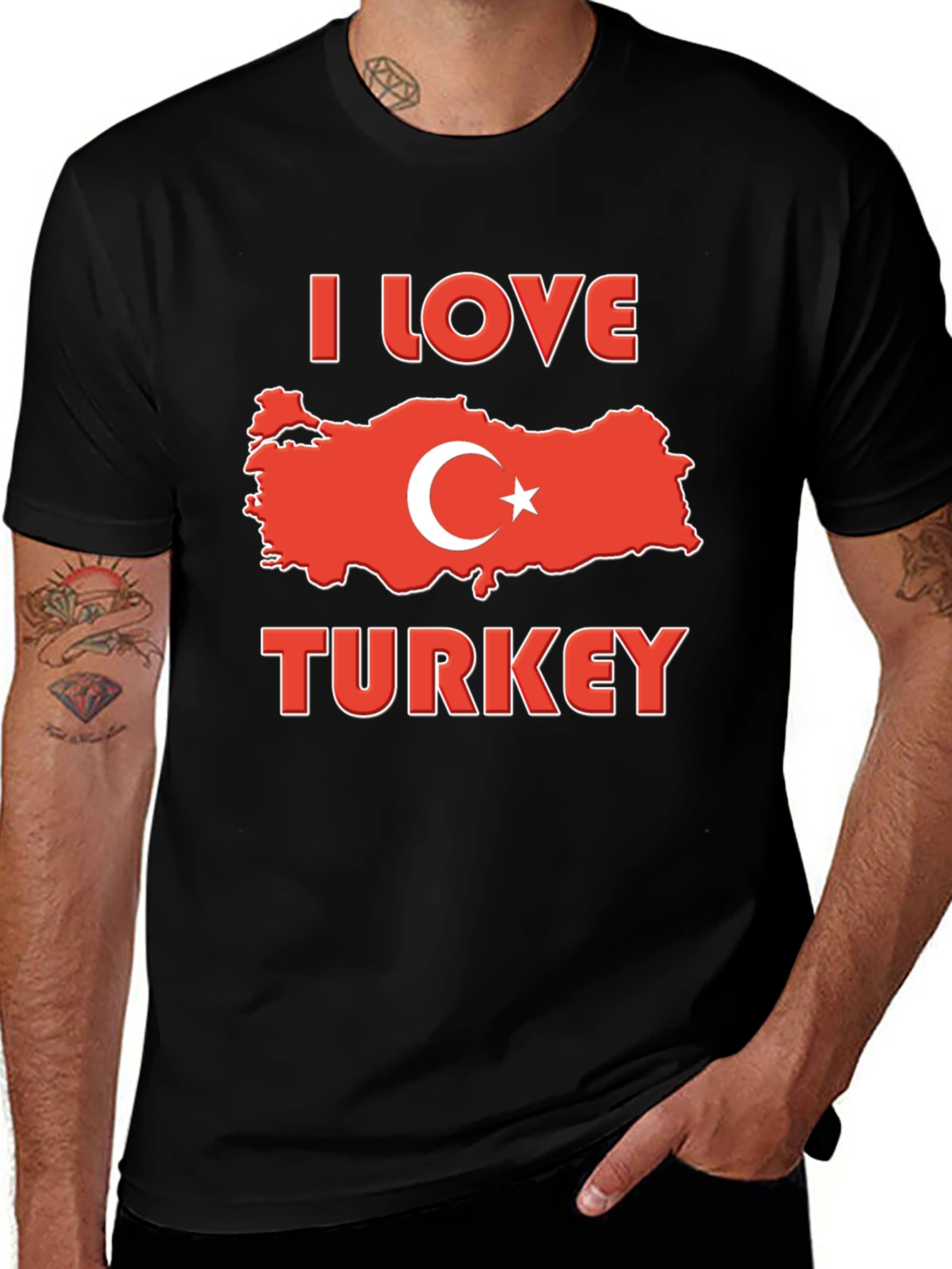 I Love Turkey Flag Graphic T-Shirt