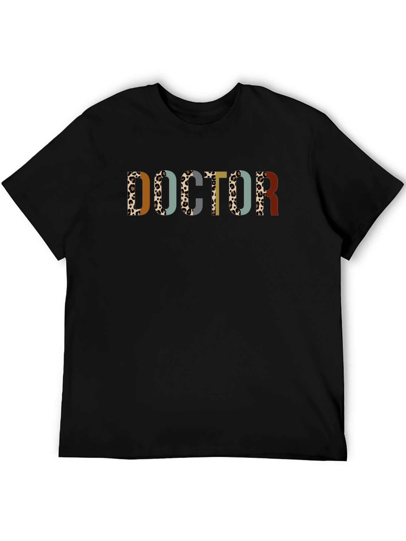 Doctor Leopard Print Black T-Shirt