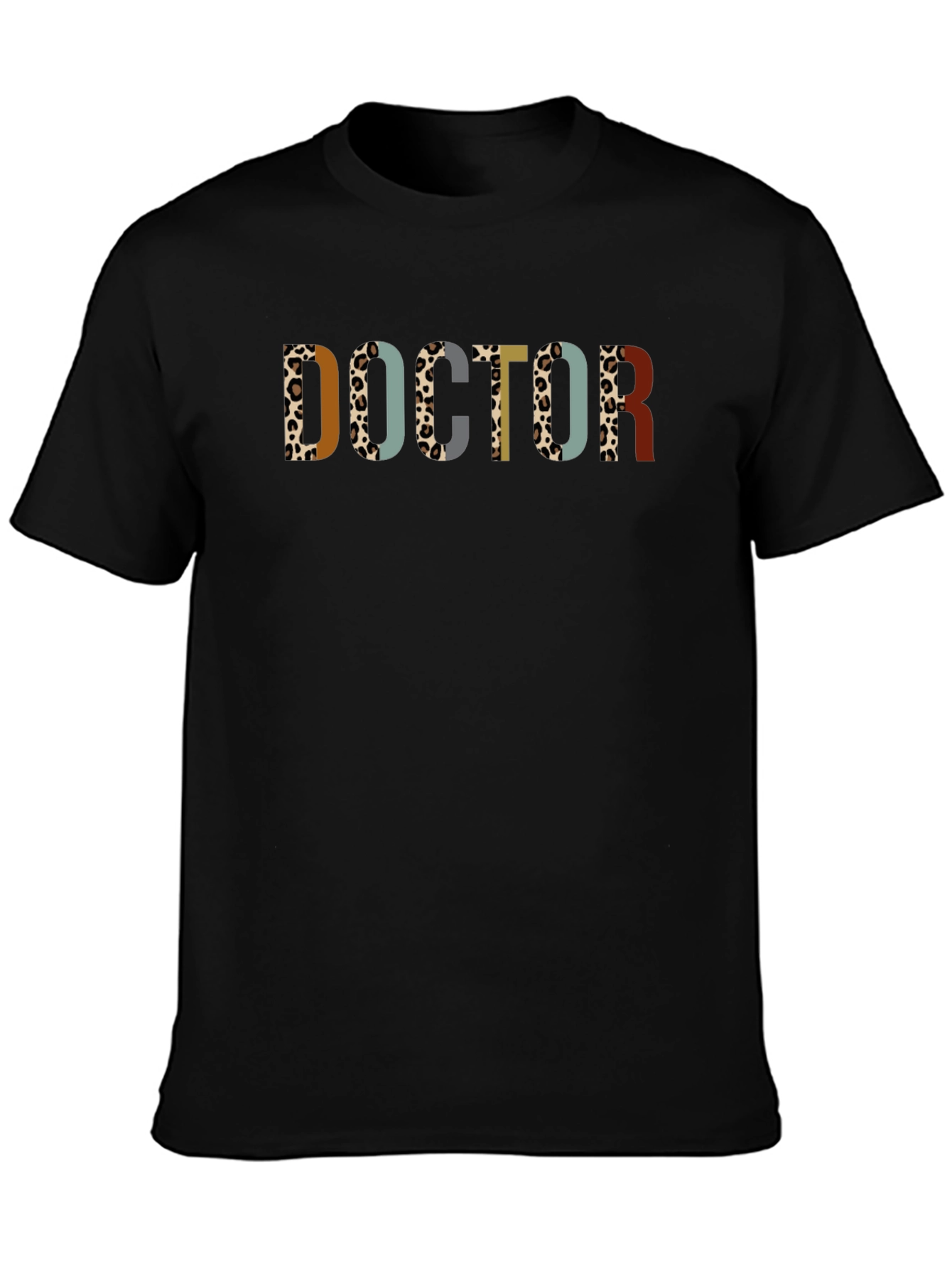 Doctor Leopard Print Black T-Shirt