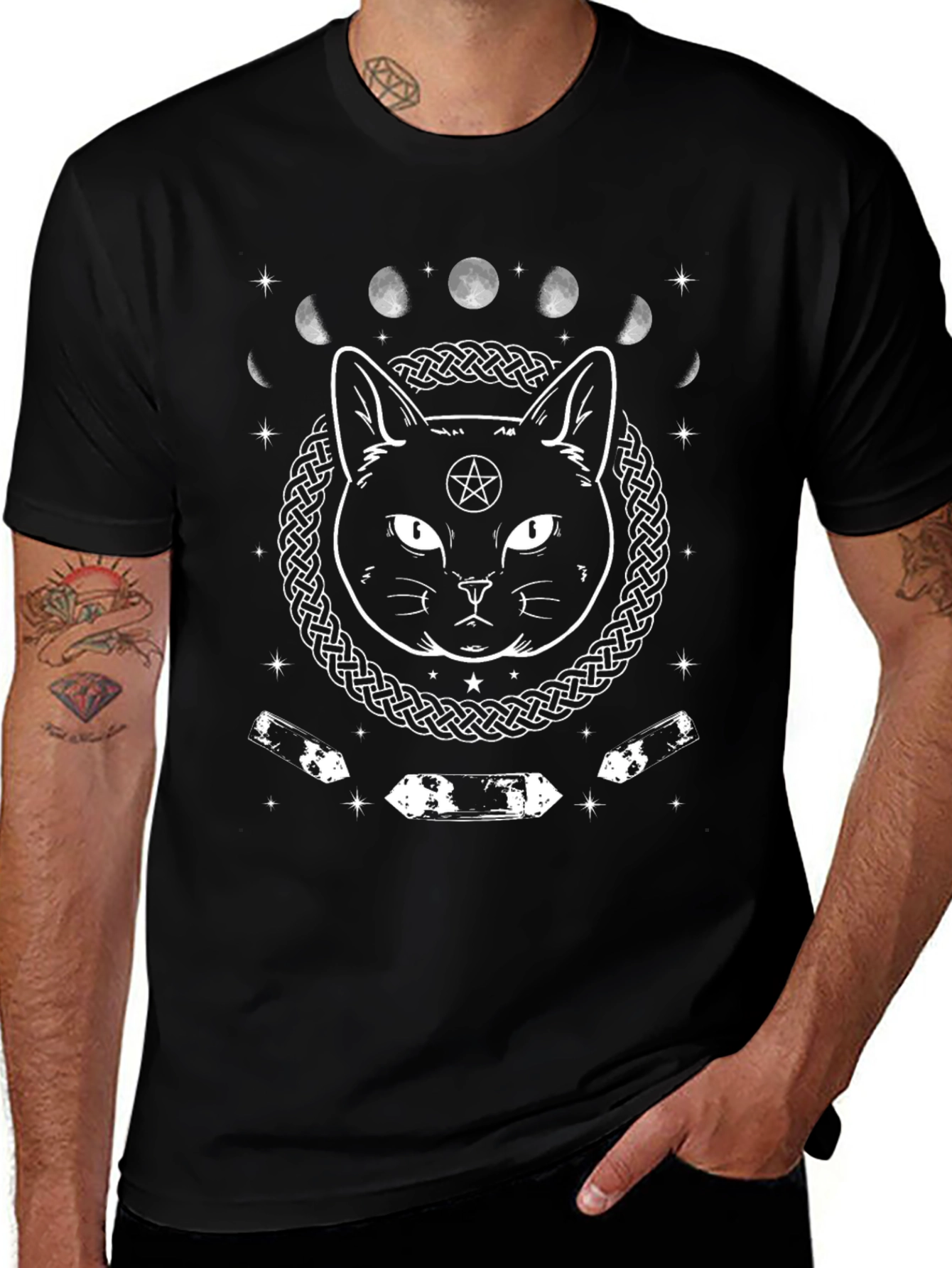 Witch Cat Moon Phases T-Shirt