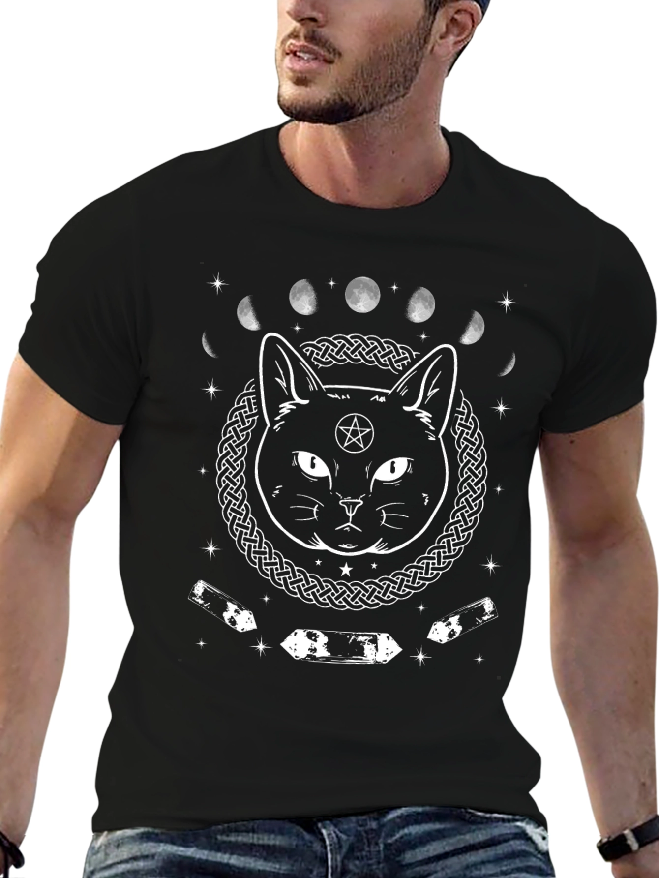 Witch Cat Moon Phases T-Shirt