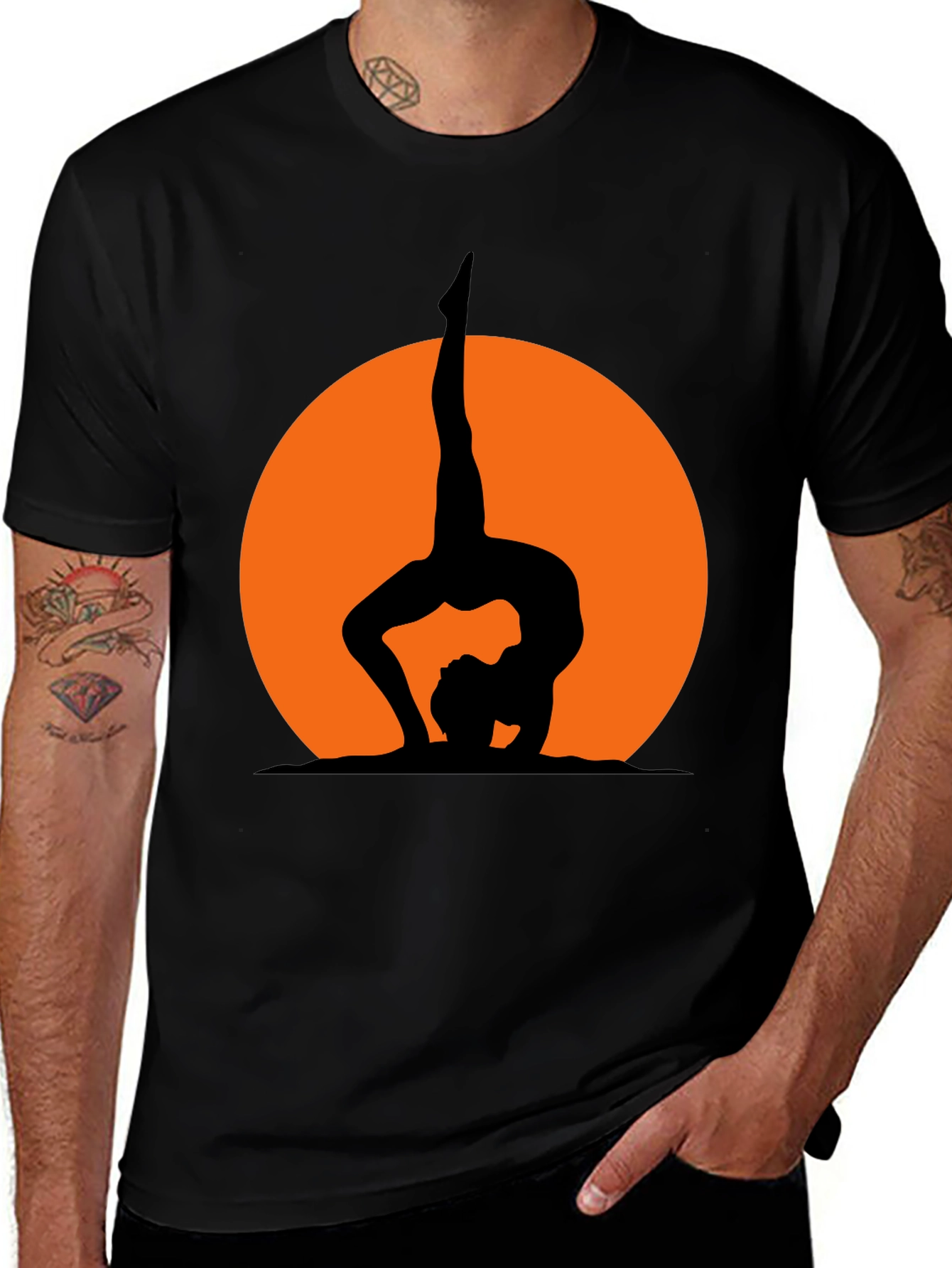 Yoga Silhouette Graphic Tee - Black