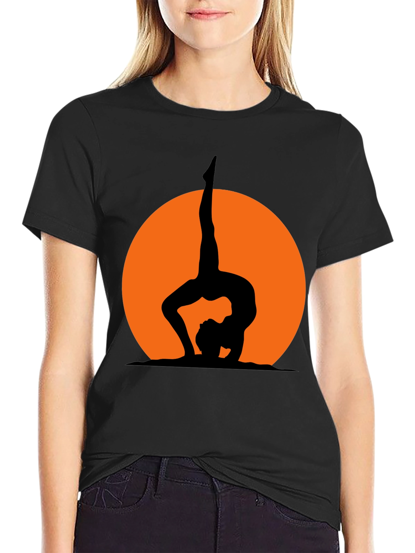 Yoga Silhouette Graphic Tee - Black