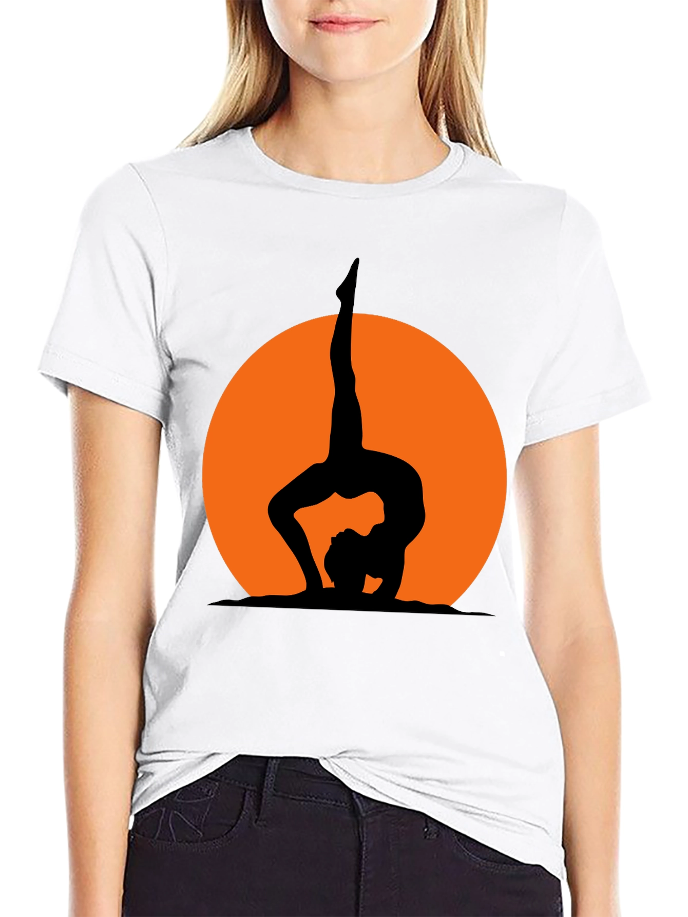 Yoga Silhouette Graphic Tee - Black