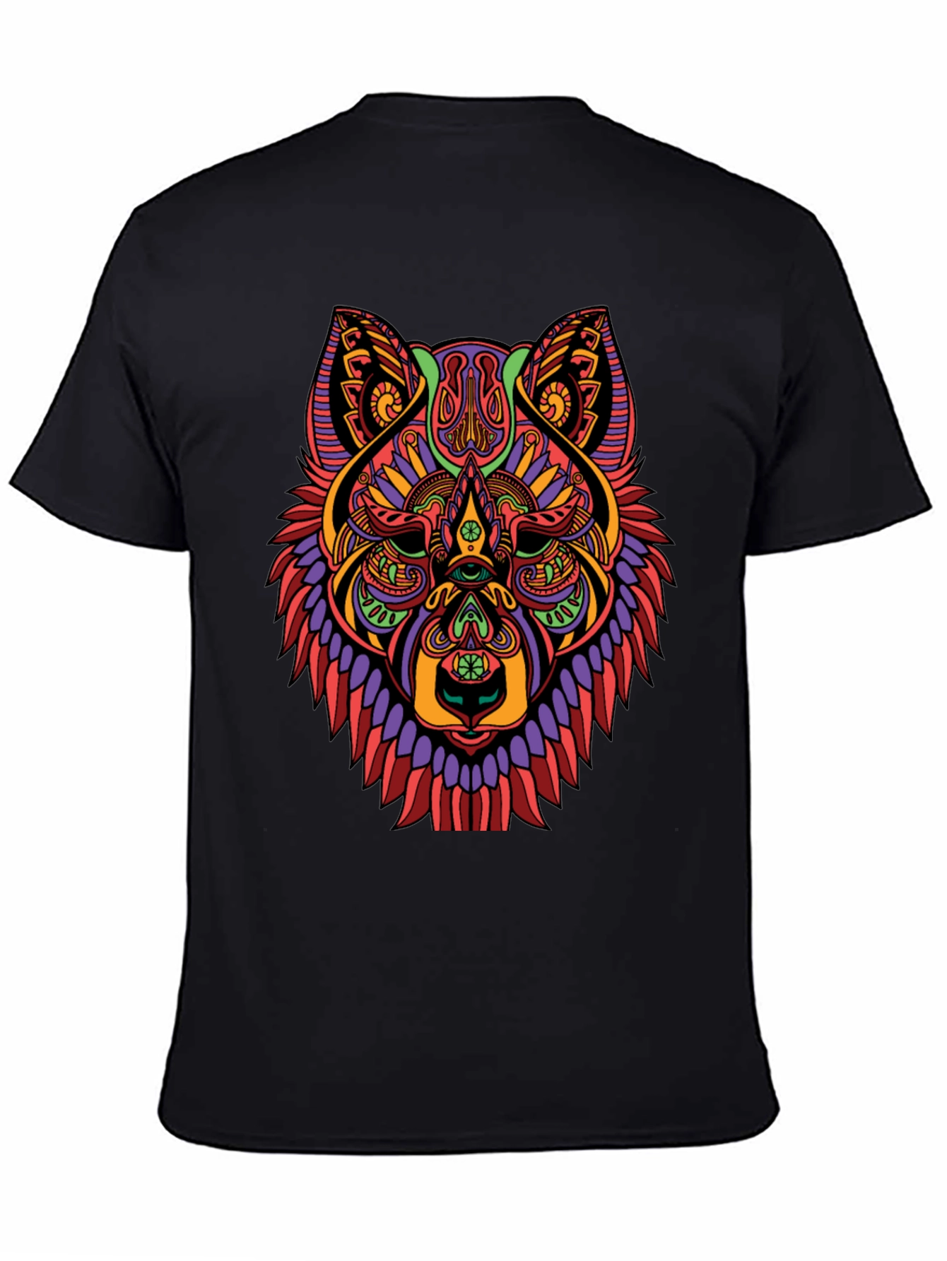 Psychedelic Wolf Graphic Tee - Bold Artistic Design
