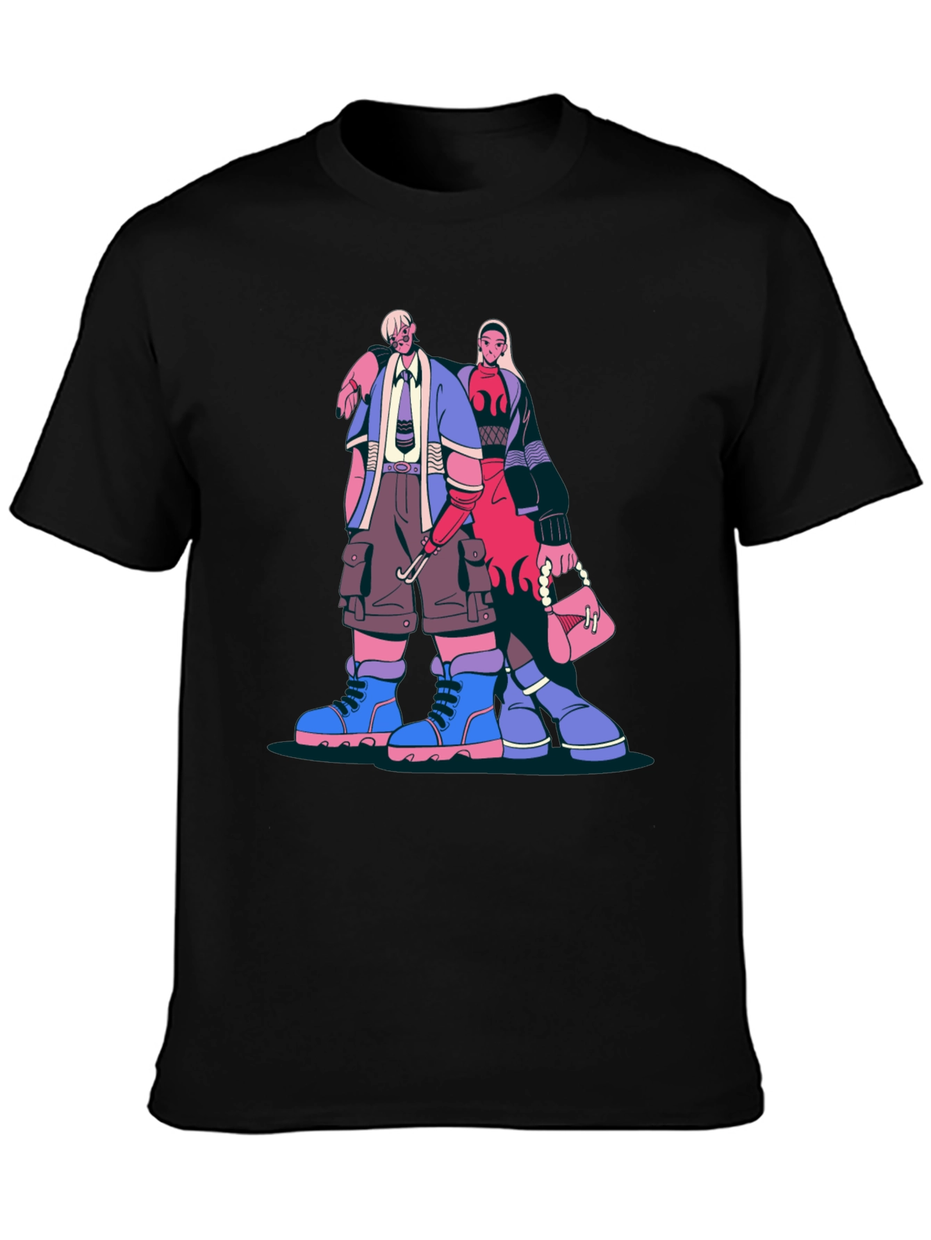 Trendy Cartoon Graphic Print Black T-Shirt