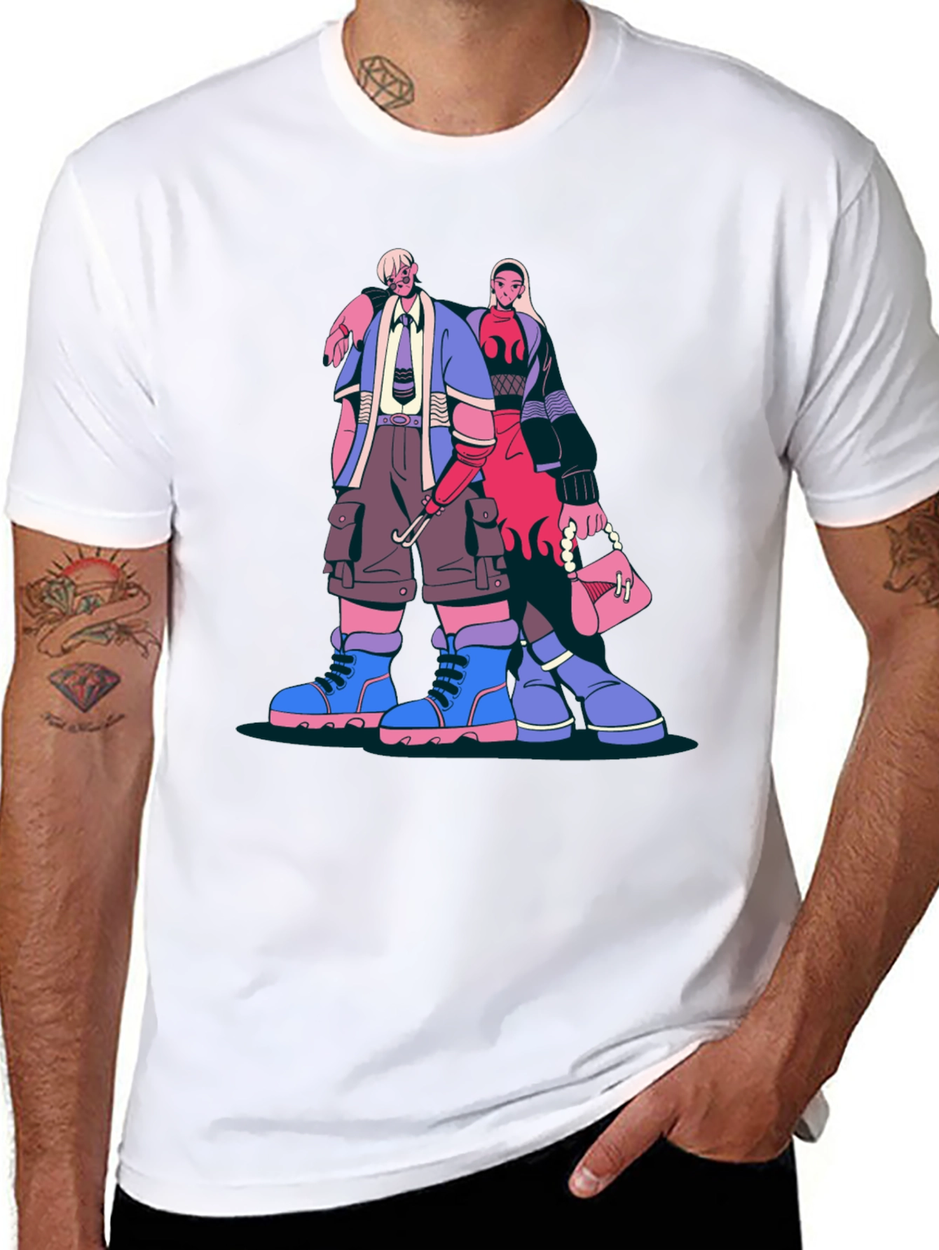 Trendy Cartoon Graphic Print Black T-Shirt