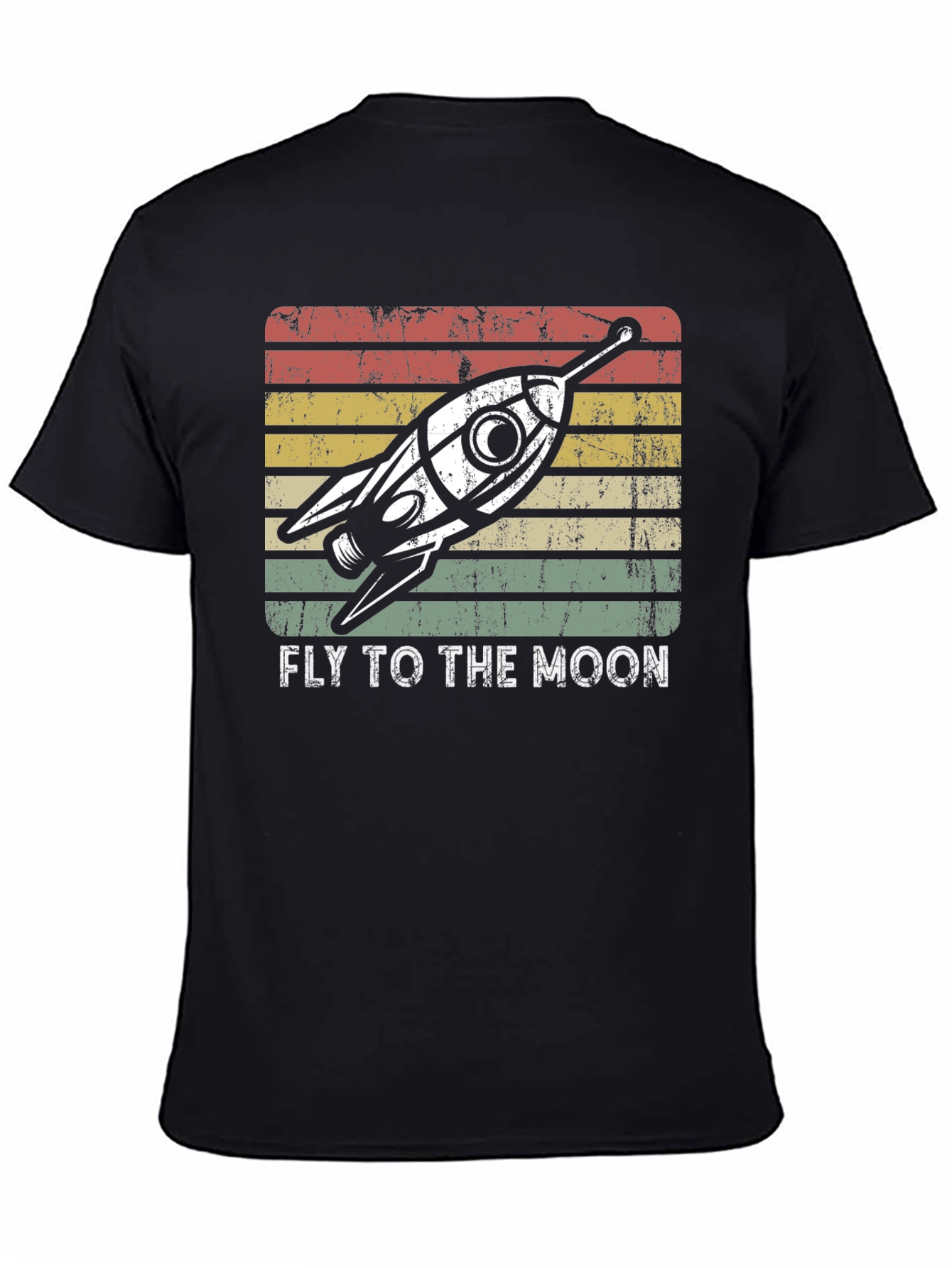 Retro Rocket to the Moon Graphic T-Shirt