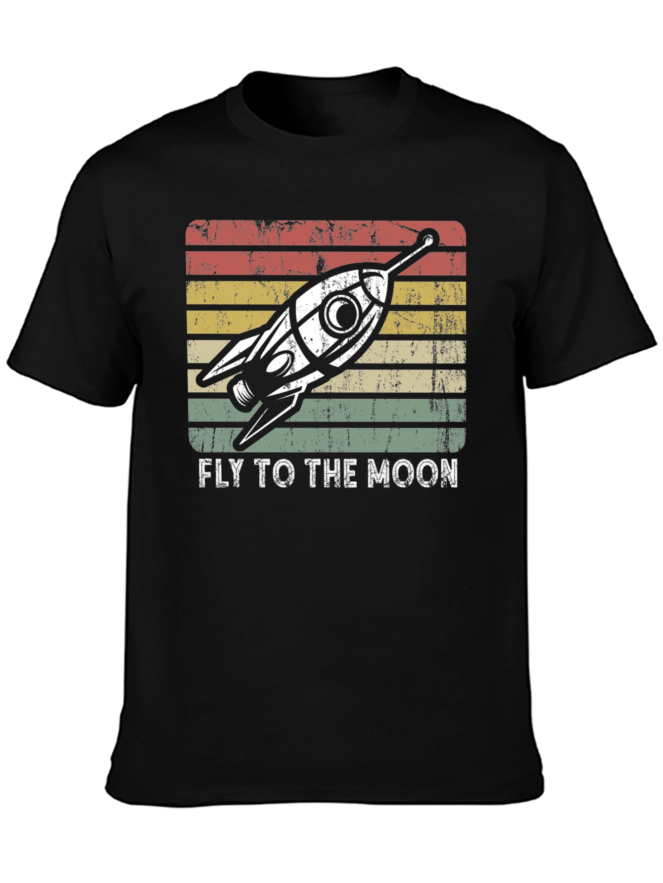 Retro Rocket to the Moon Graphic T-Shirt