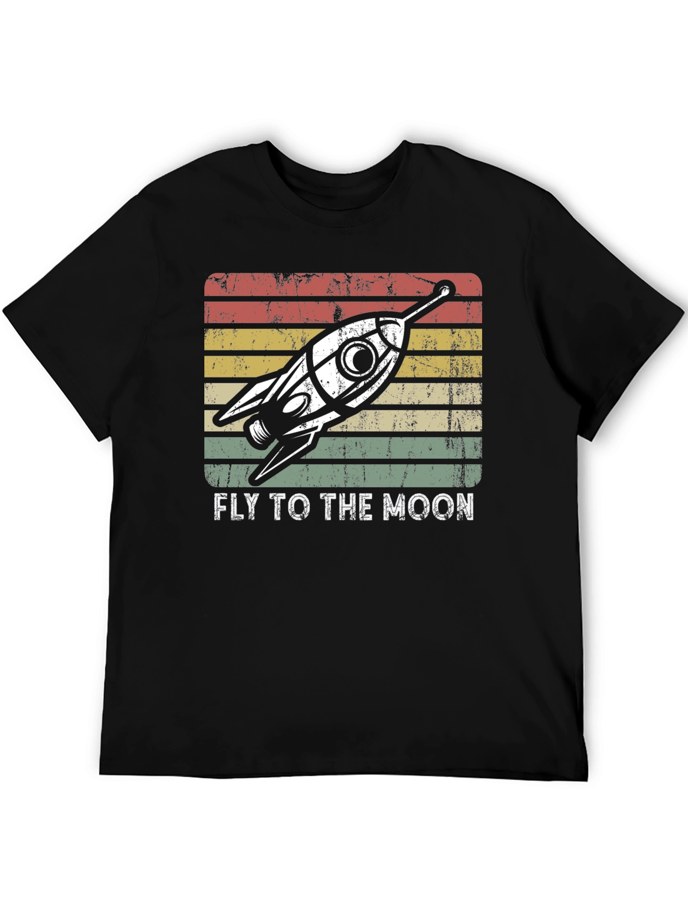 Retro Rocket to the Moon Graphic T-Shirt