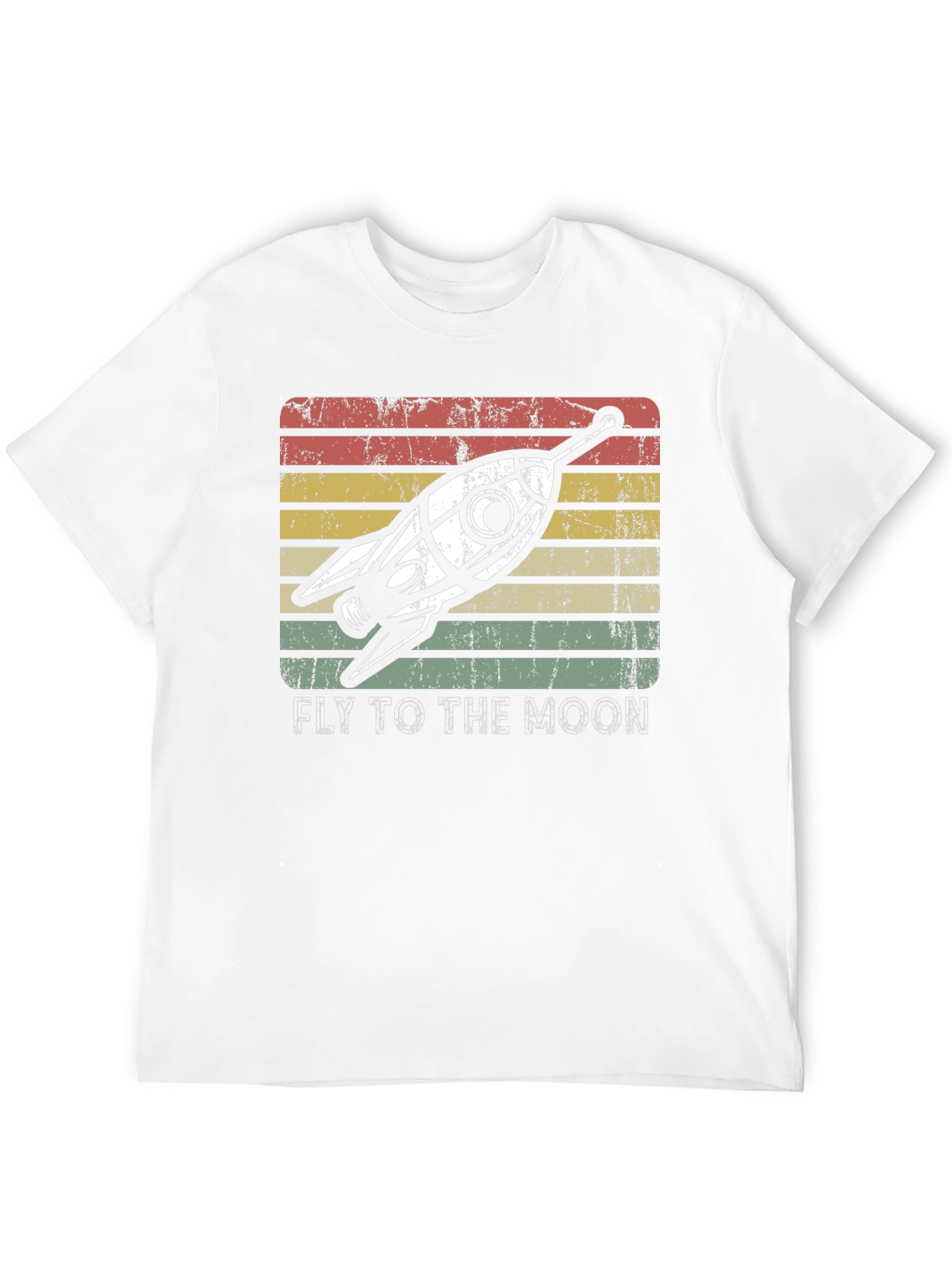 Retro Rocket to the Moon Graphic T-Shirt