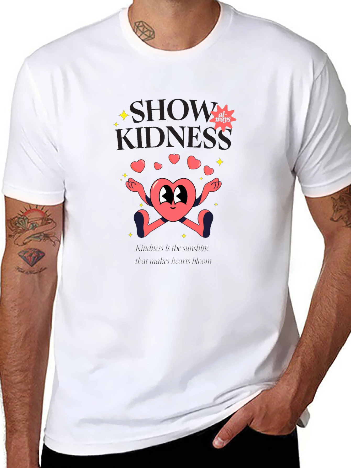 Show Kindness Tee - Heart Cartoon Design