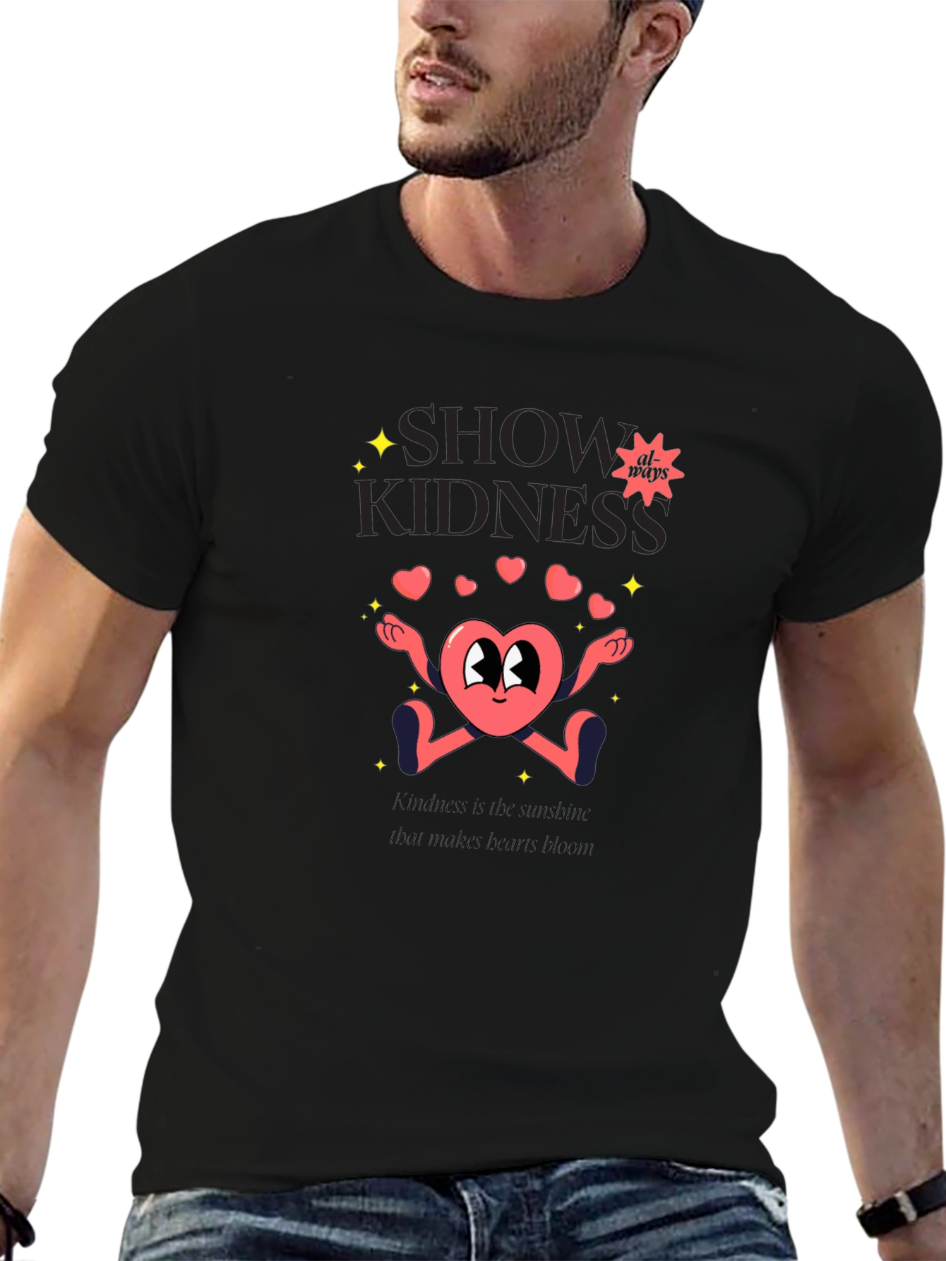 Show Kindness Tee - Heart Cartoon Design