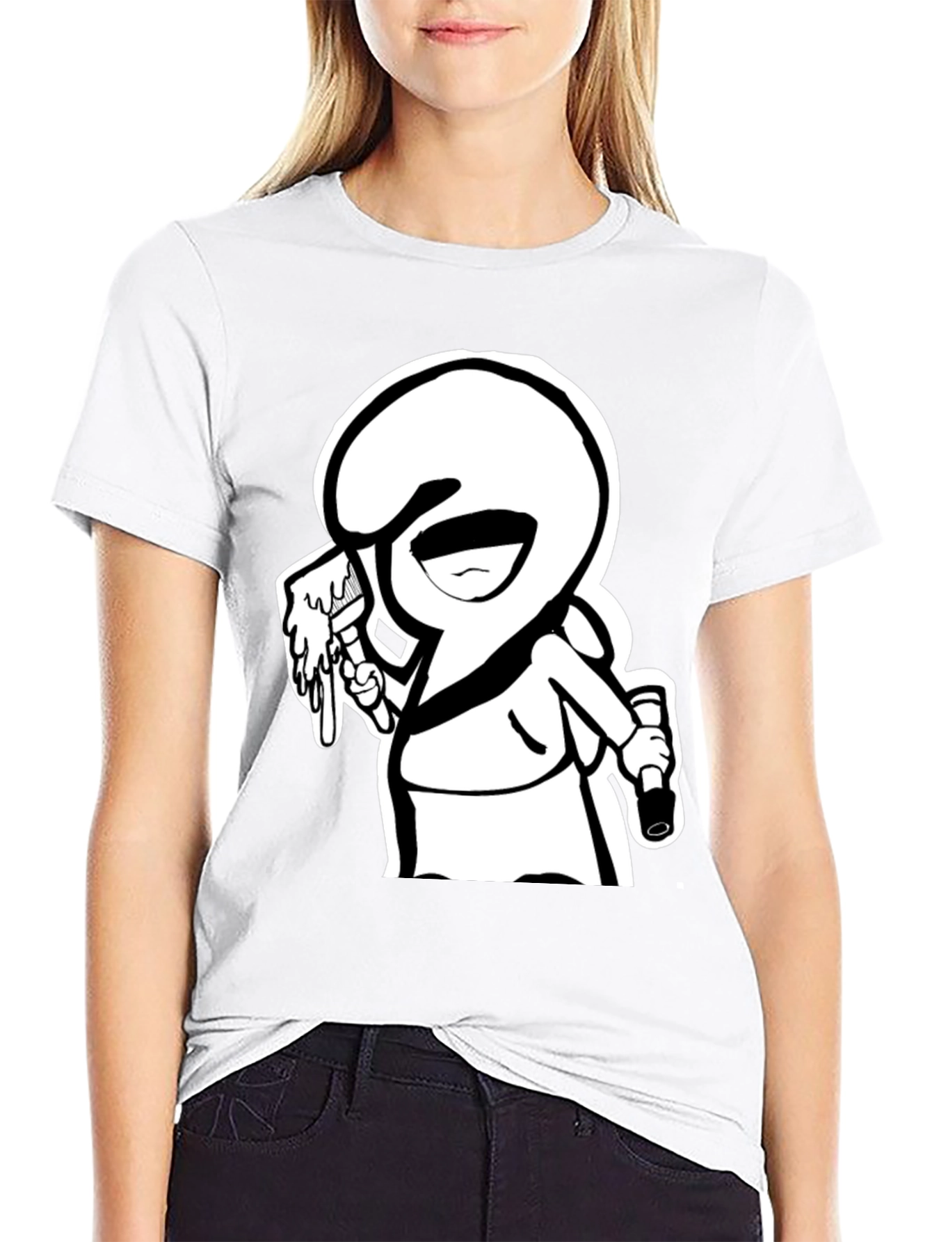 Cartoon Graffiti Artist Black Graphic Tee